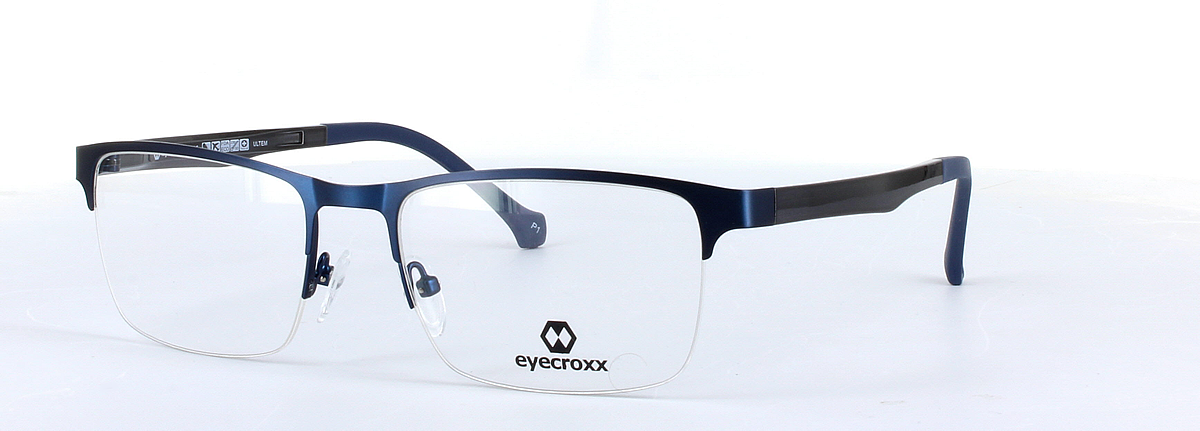 Eyecroxx 555 Blue Semi Rimless Metal Glasses - Image View 1