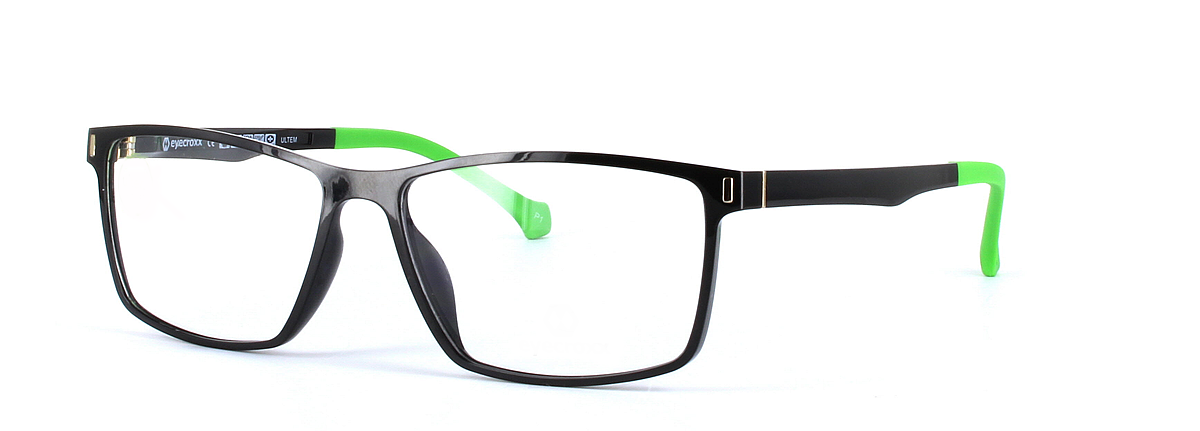 Eyecroxx 587 Black and Green Full Rim Rectangular Plastic Glasses - Image View 1