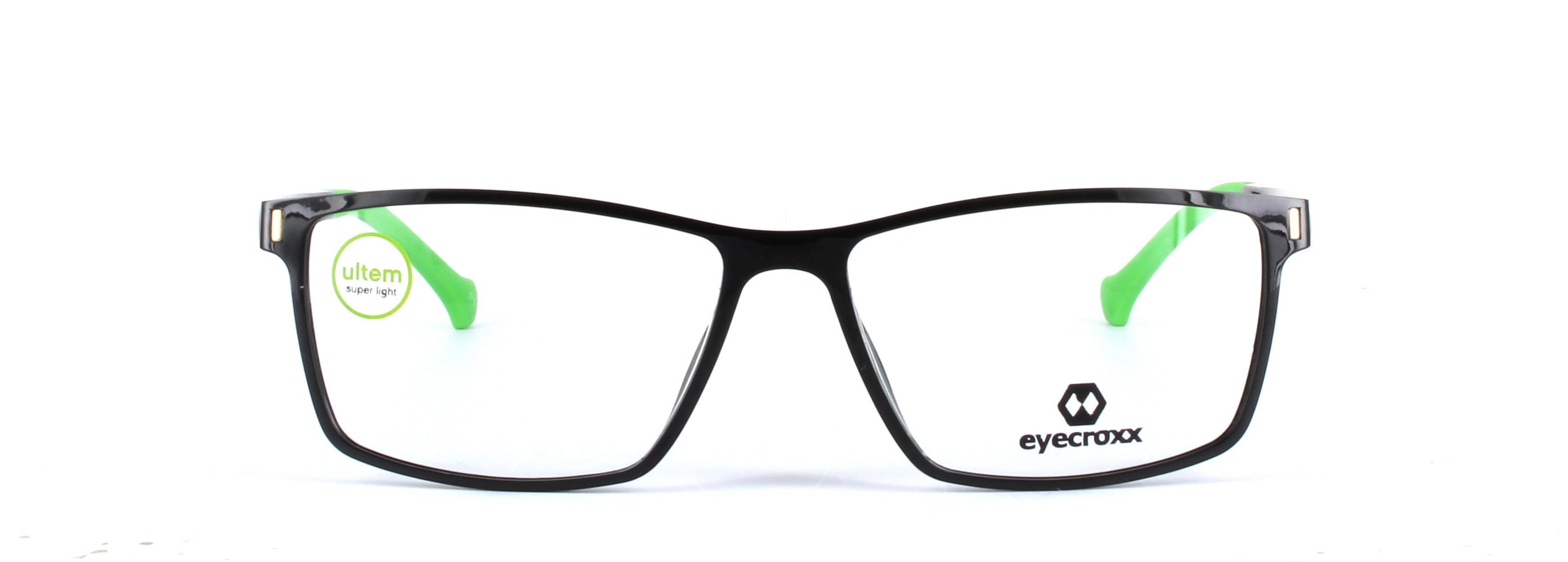 Eyecroxx 587 Black and Green Full Rim Rectangular Plastic Glasses - Image View 5