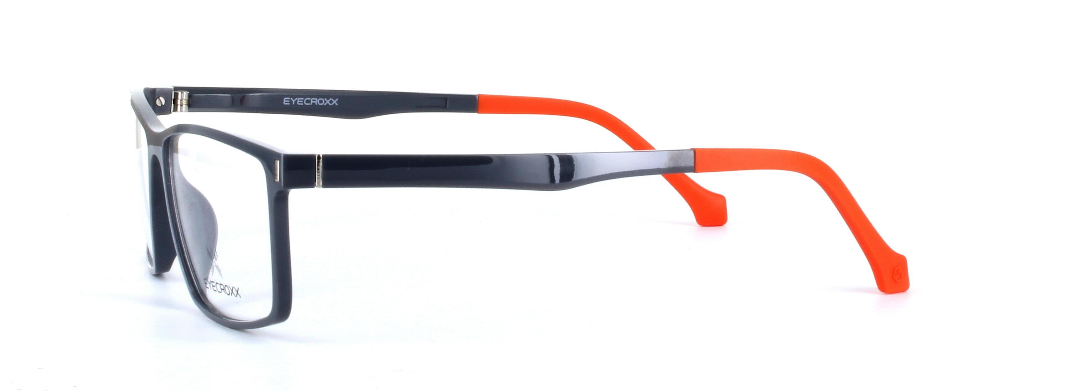 Eyecroxx 587-C4 Grey and Orange Full Rim Rectangular Plastic Glasses - Image View 2
