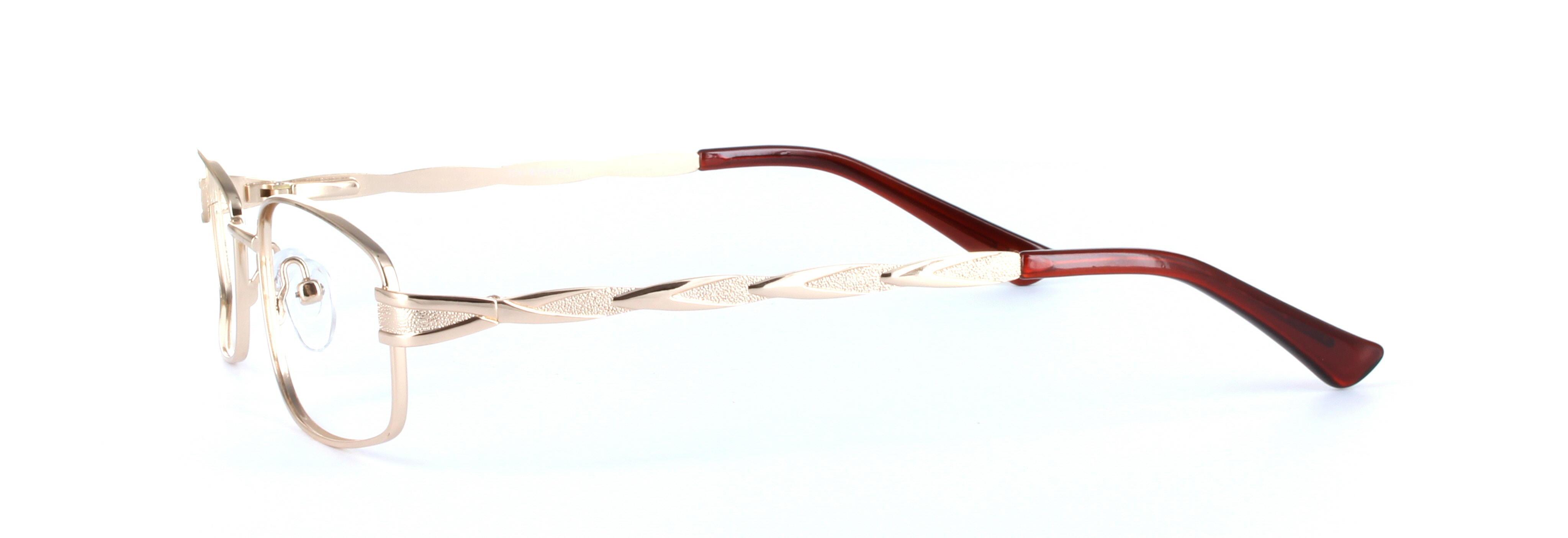 Anna Gold Full Rim Oval Rectangular Metal Glasses - Image View 2