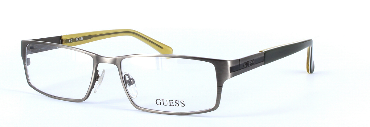GUESS (GU1787-GUN) Gunmetal Full Rim Rectangular Metal Glasses - Image View 1