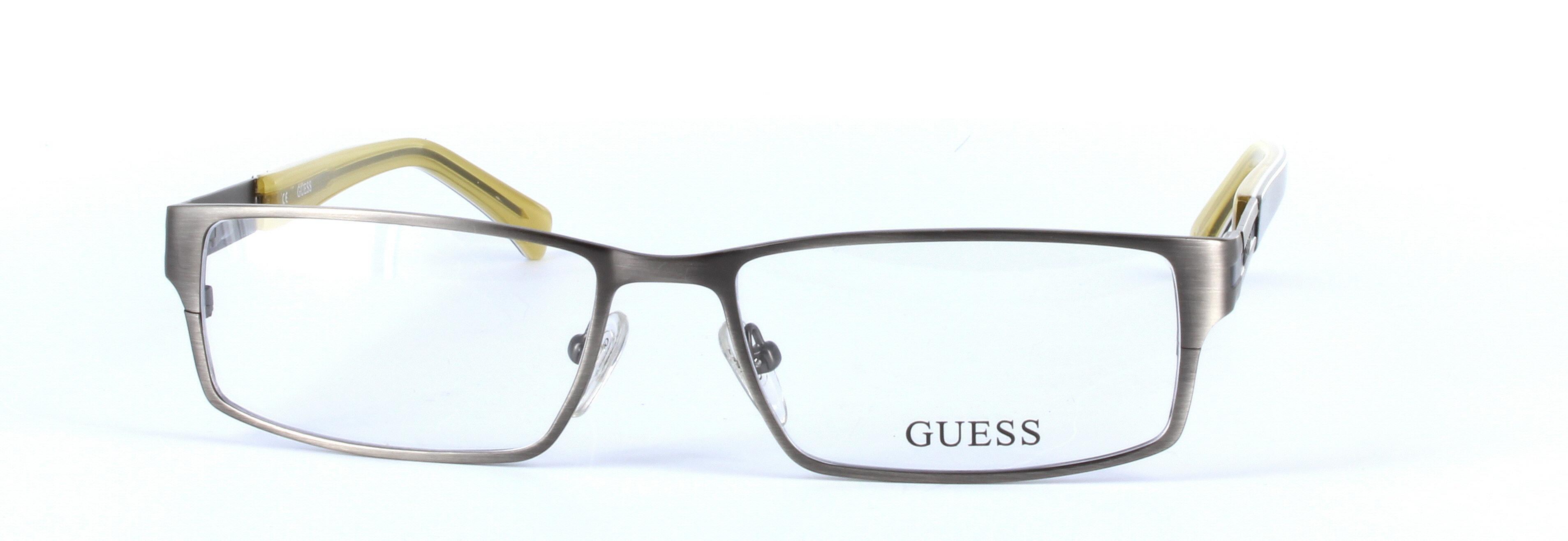 GUESS (GU1787-GUN) Gunmetal Full Rim Rectangular Metal Glasses - Image View 5