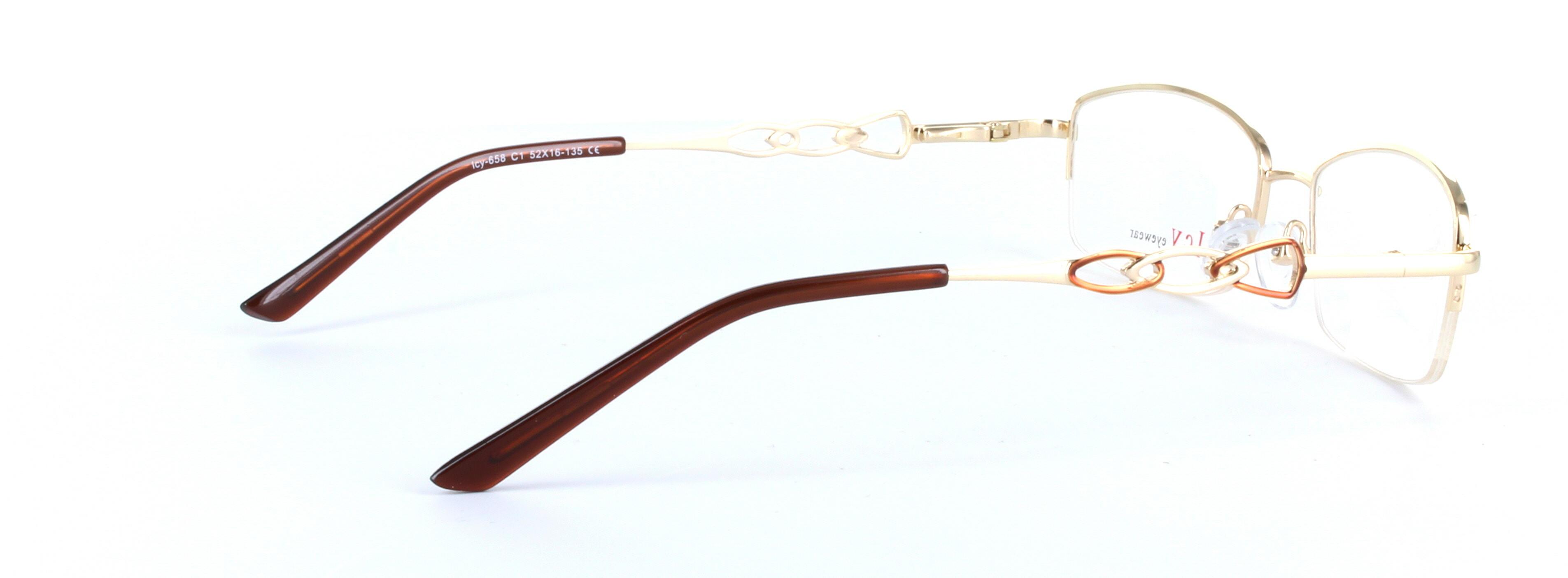 Maisie Gold Semi Rimless Oval Metal Glasses - Image View 4