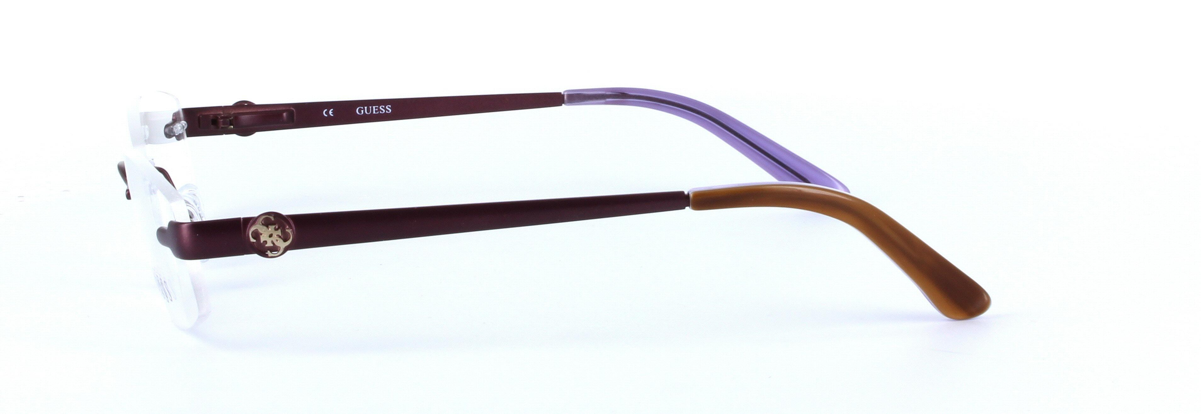 GUESS (GU2337-PUR) Purple Rimless Oval Rectangular Metal Glasses - Image View 2