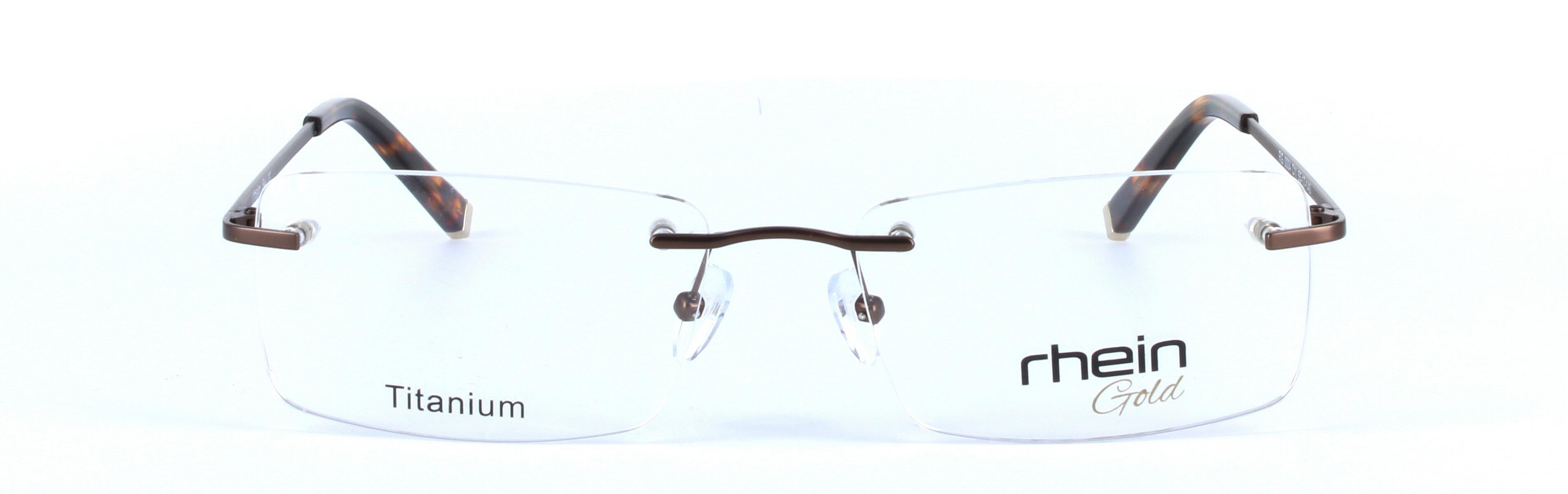 Greenville Titanium Brown Rimless Rectangular Titanium Glasses - Image View 5