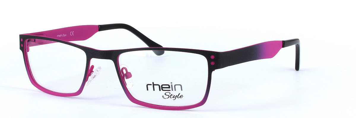 Ambleside Black and Pink Full Rim Rectangular Metal Glasses - Image View 1