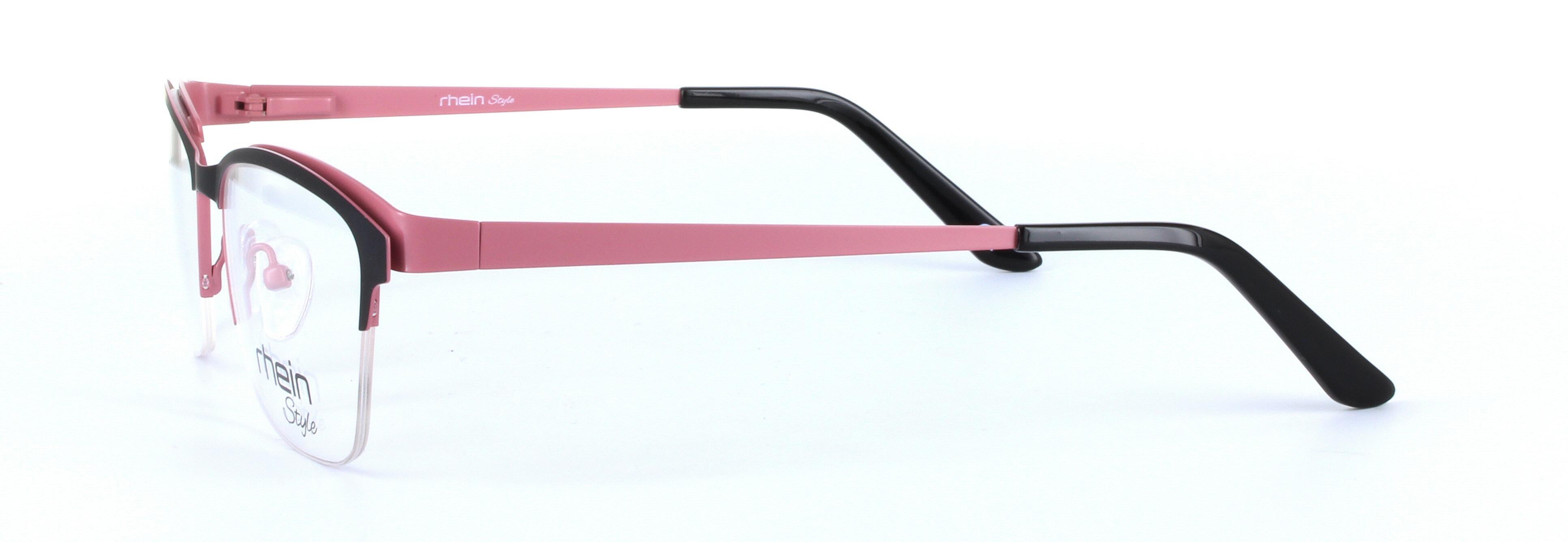 Andrea Black and Pink Semi Rimless Oval Metal Glasses - Image View 2