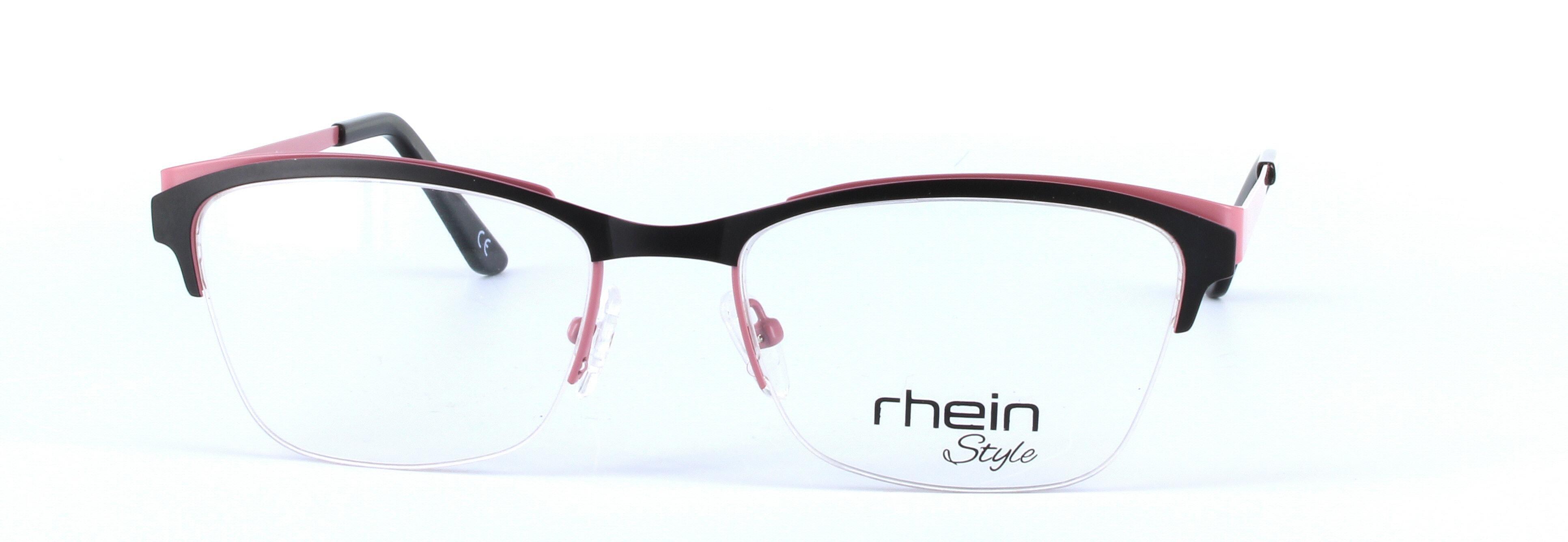 Andrea Black and Pink Semi Rimless Oval Metal Glasses - Image View 5
