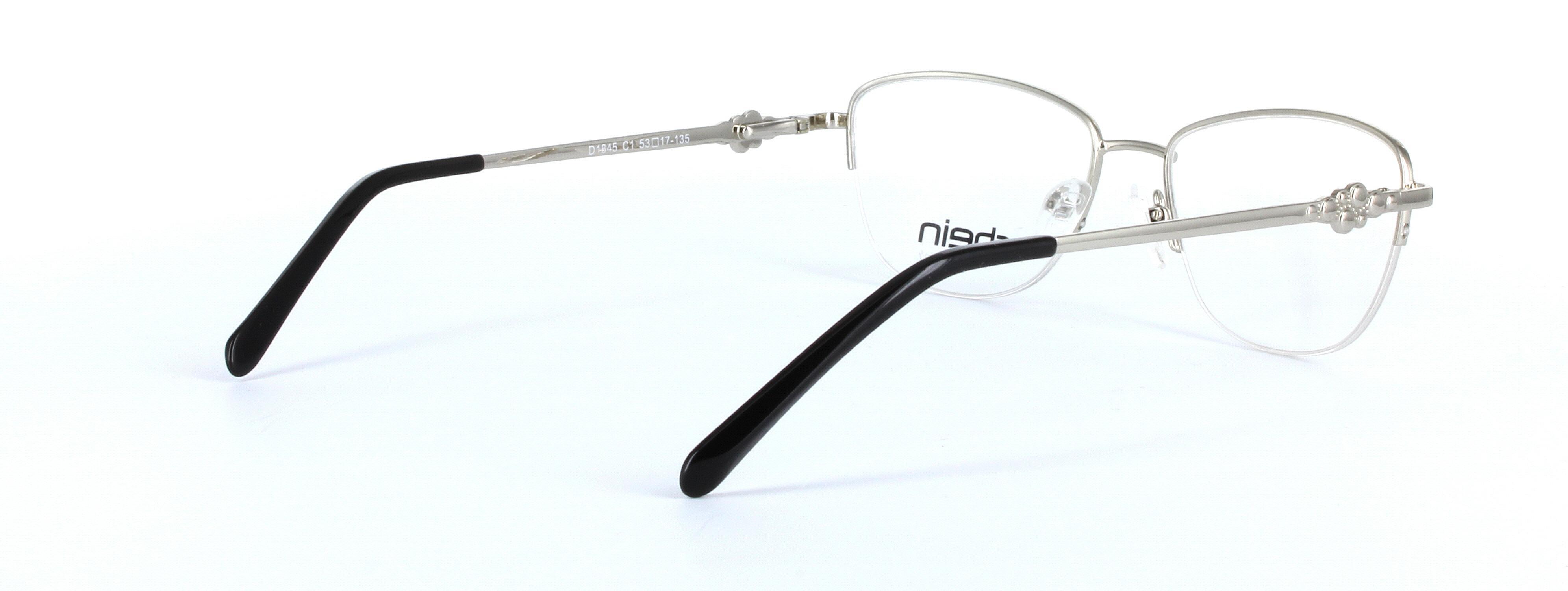 Alhambra Silver Semi Rimless Rectangular Metal Glasses - Image View 4