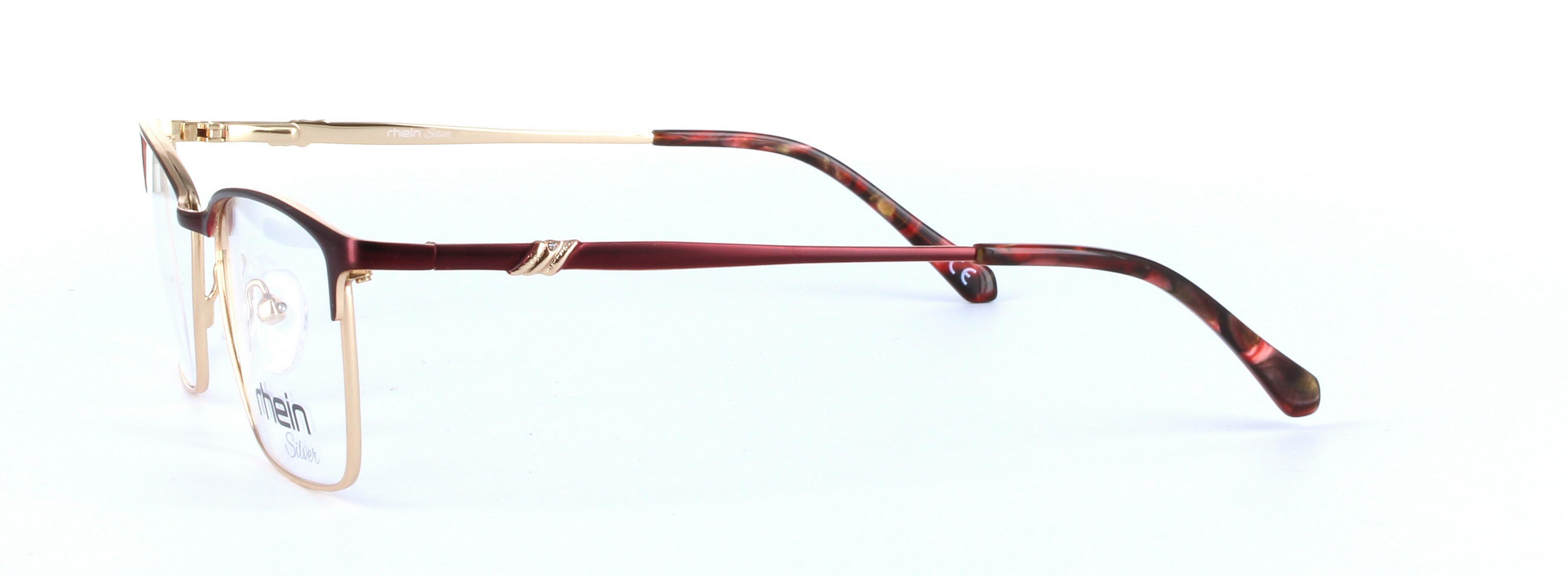 Gabriella Burgundy Full Rim Oval Round Metal Glasses - Image View 2