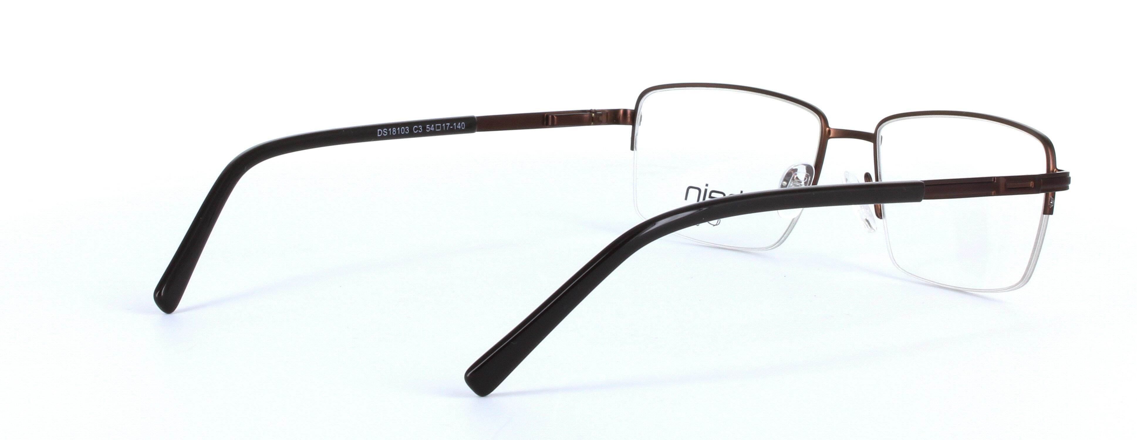 Denver Brown Semi Rimless Rectangular Metal Glasses - Image View 4