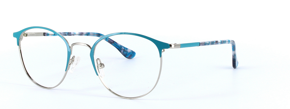 Mia Blue and Silver Full Rim Oval Round Metal Glasses - Image View 1