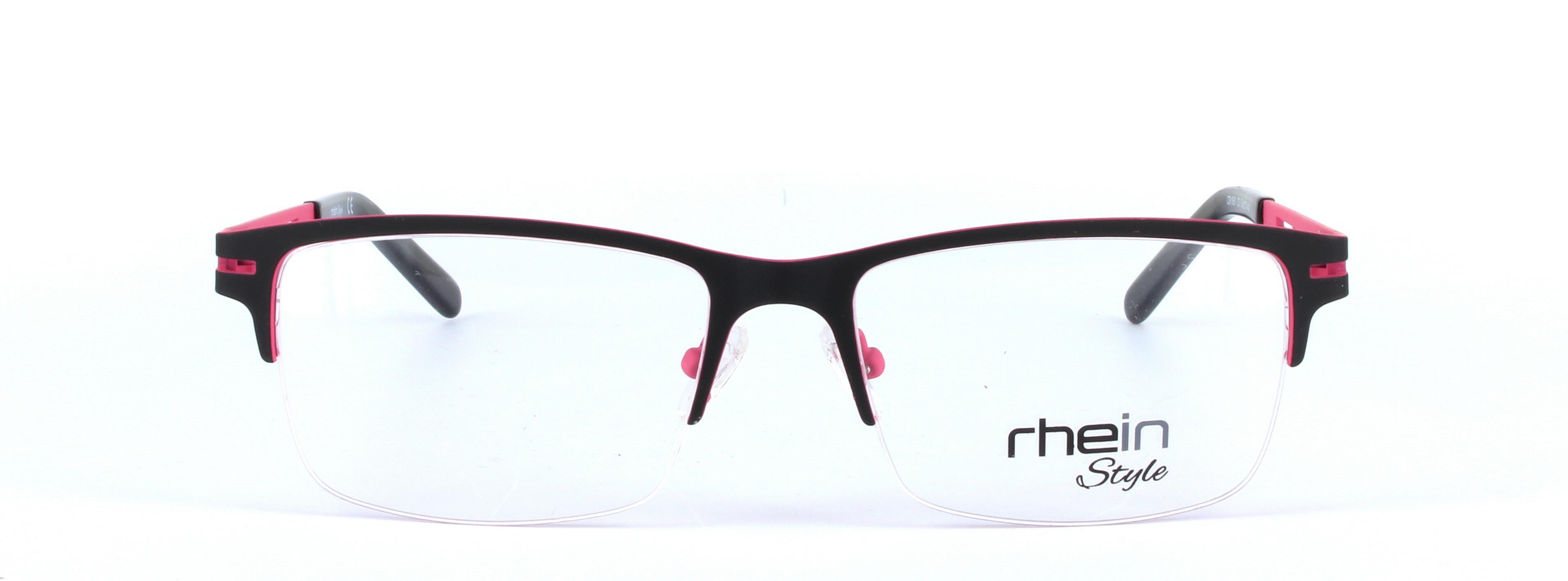Curtis Black and Pink Semi Rimless Rectangular Metal Glasses - image View 5