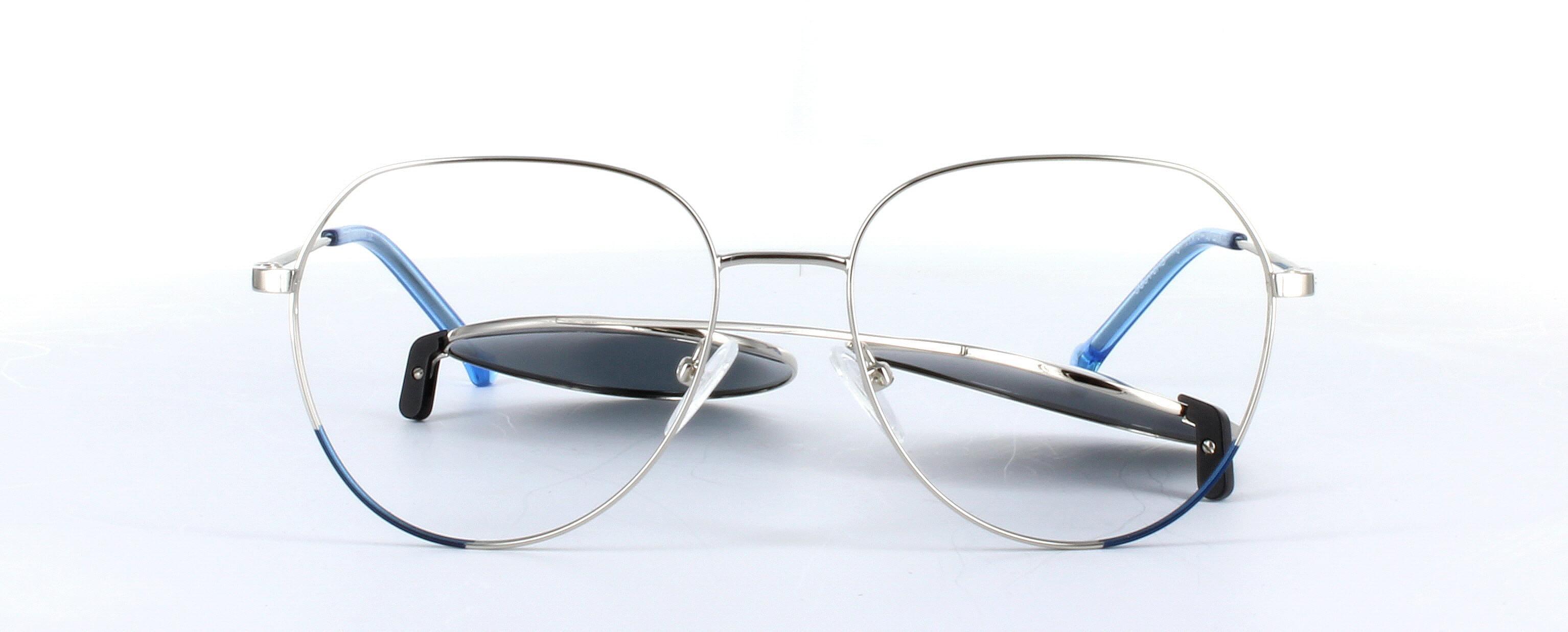 Eyecroxx 612-C3 Silver and Blue Full Rim Metal Glasses - Image View 5