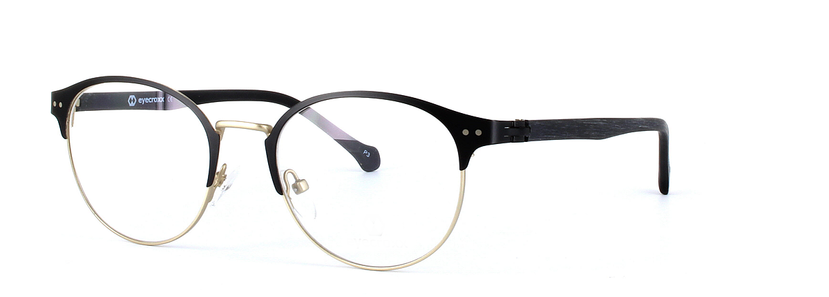 Eyecroxx 543 Black Full Rim Round Metal Glasses - Image View 1
