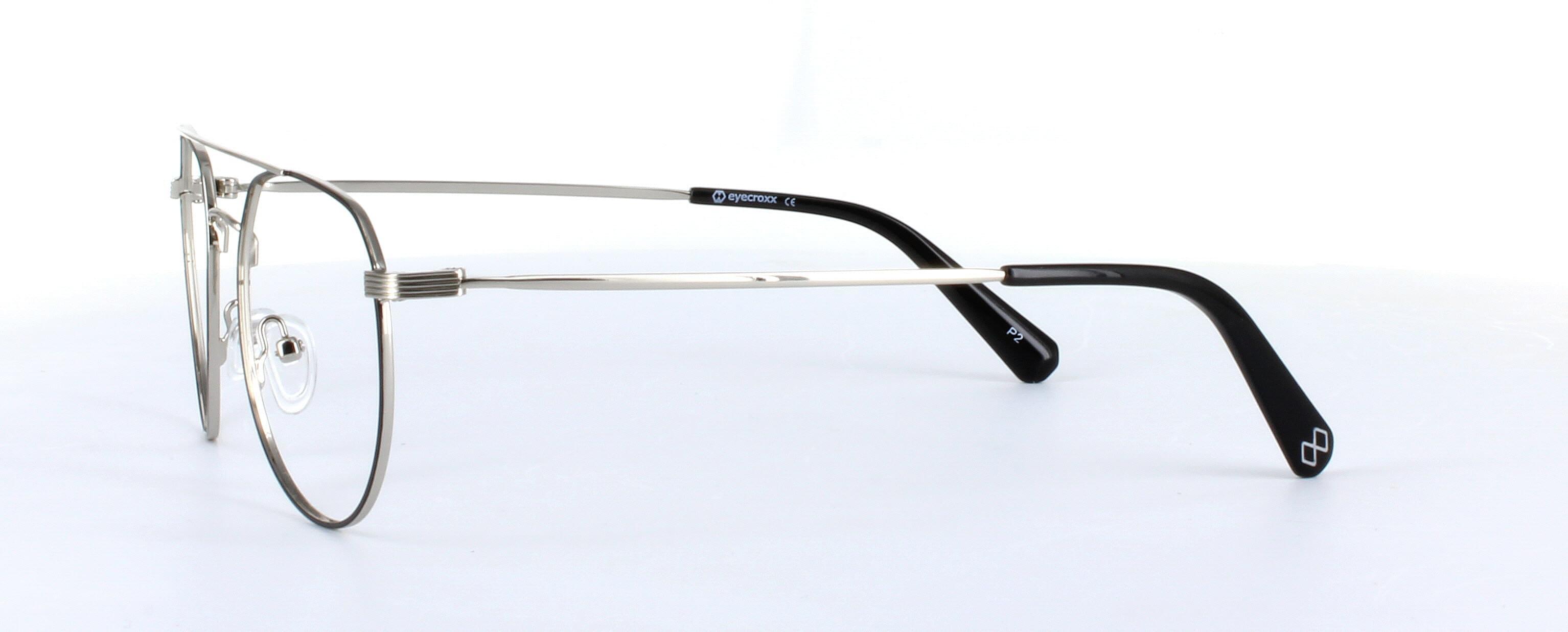 Eyecroxx 597-C3 Black and Gunmetal Full Rim Aviator Metal Glasses - Image View 2