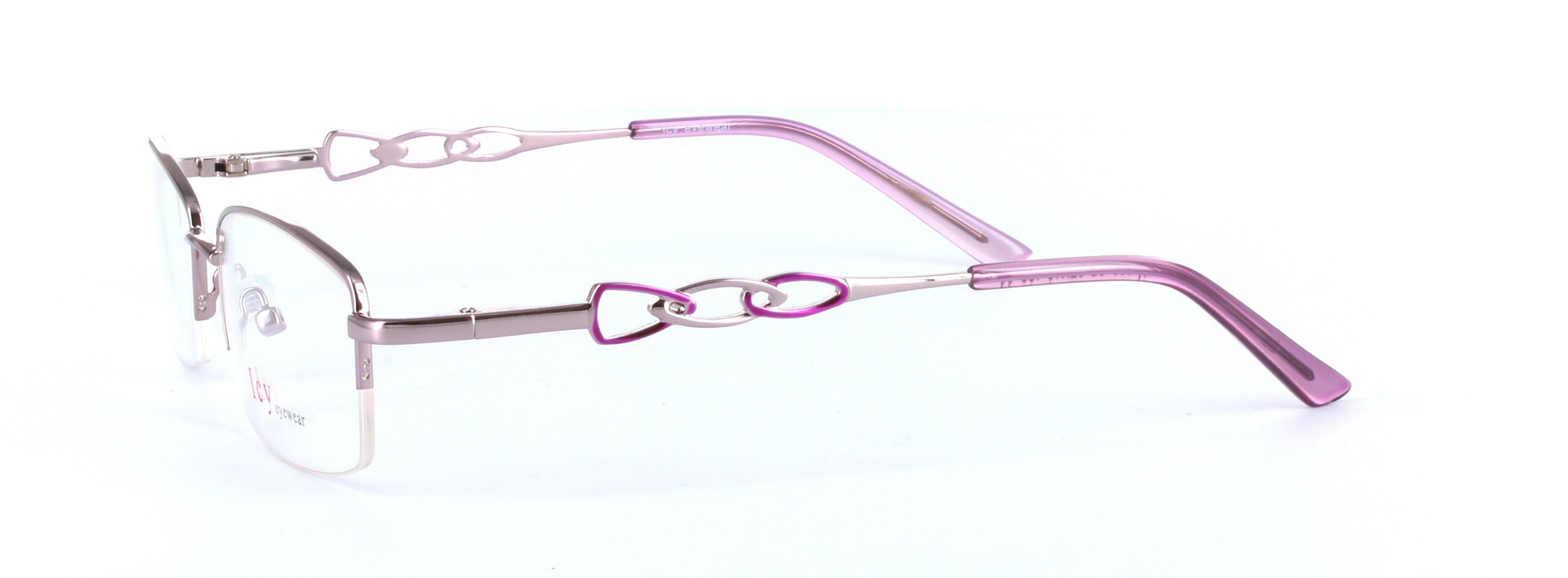 Maisie Lilac Semi Rimless Oval Metal Glasses - Image View 2