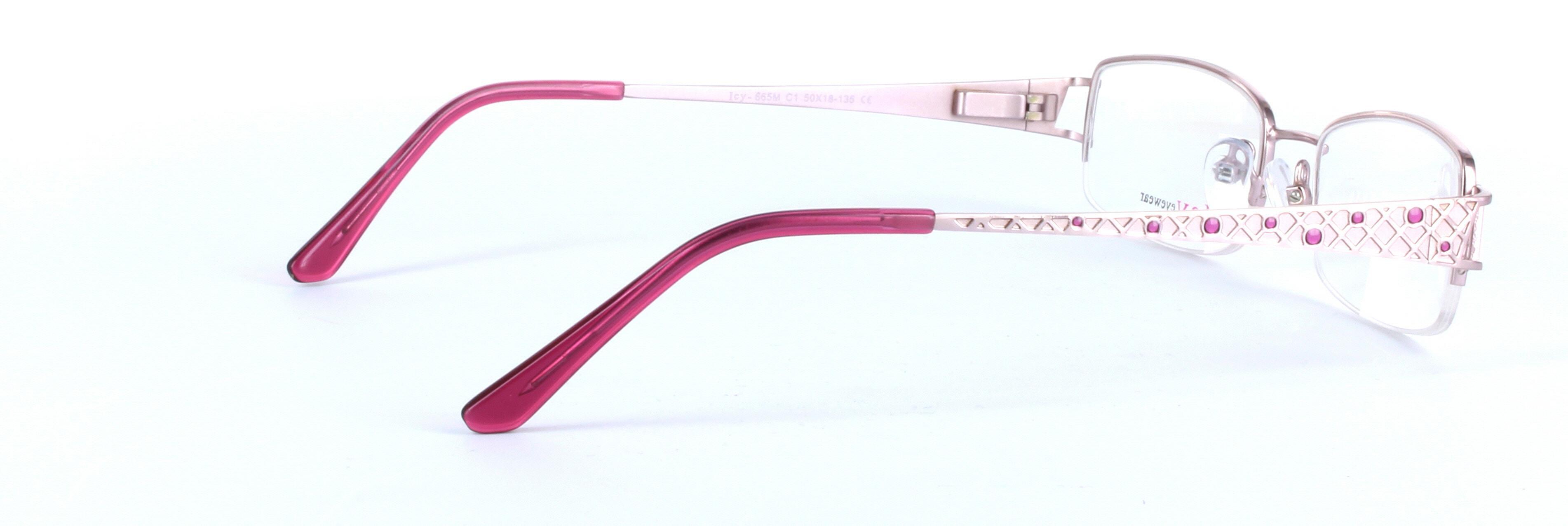 Keisha Lilac Semi Rimless Oval Rectangular Metal Glasses - Image View 4