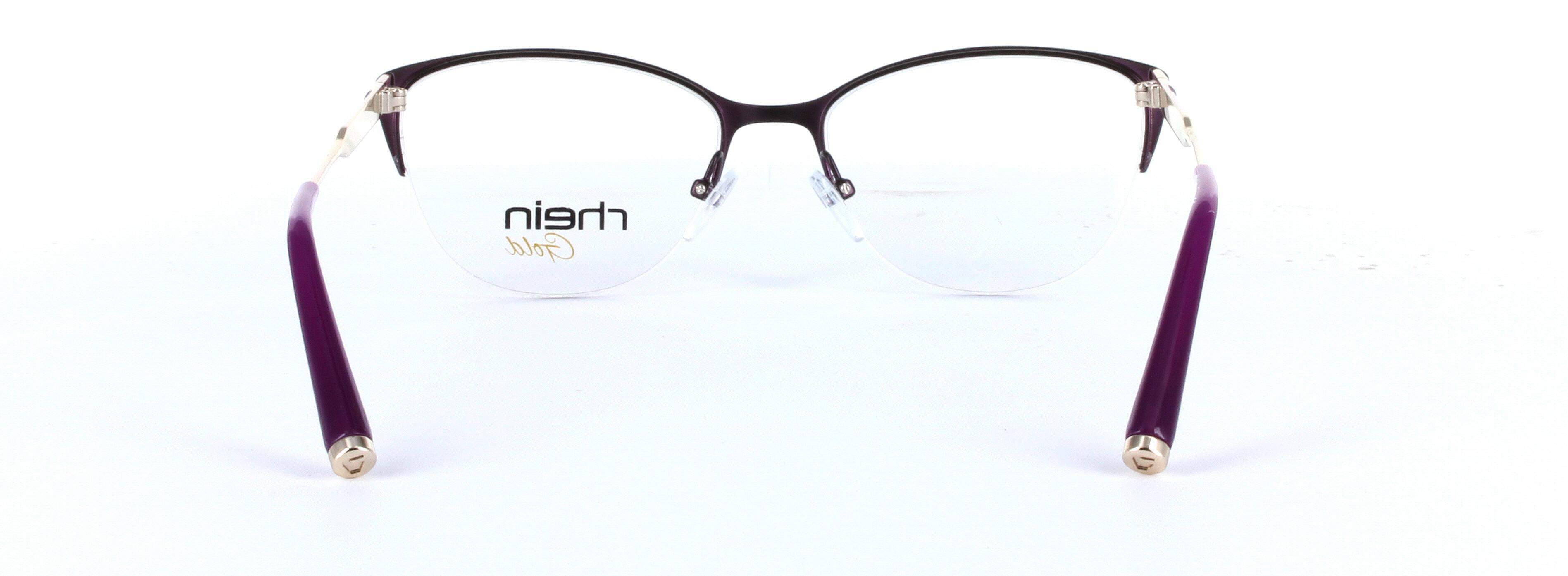 Emily Purple Semi Rimless Oval Metal Glasses - Image View 3