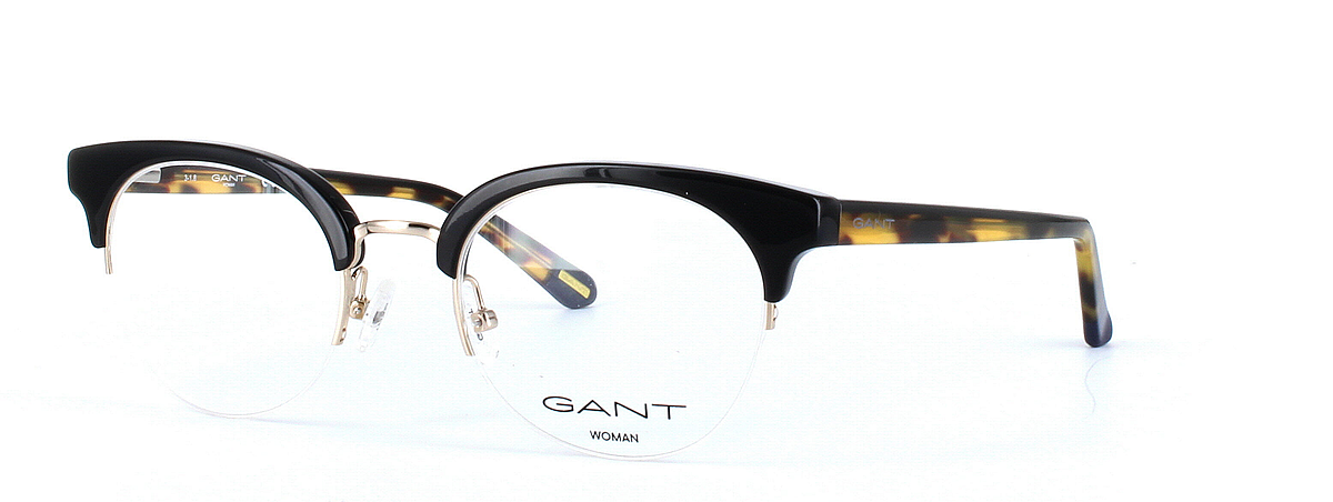 GANT (4085-001) Black Semi Rimless Round Acetate Glasses - Image View 1
