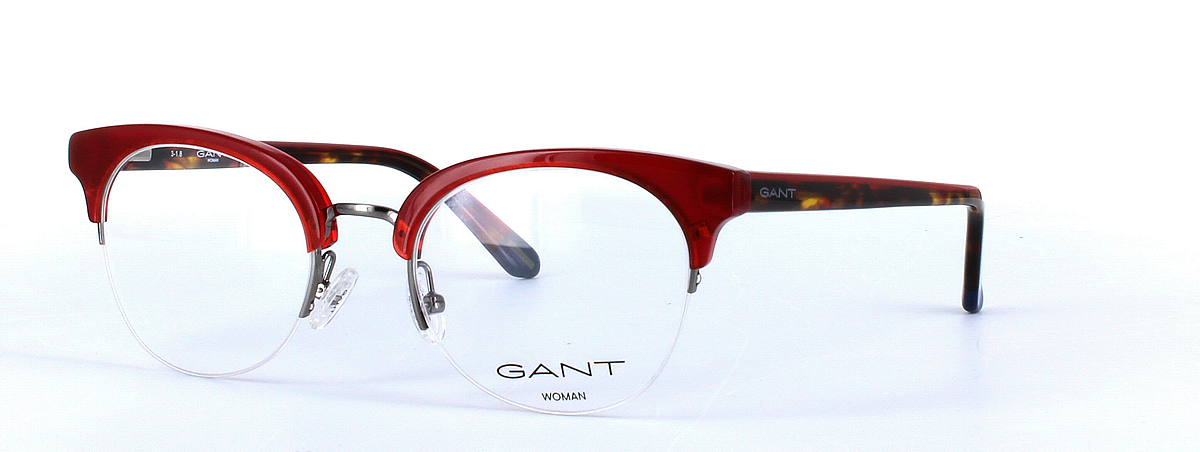 GANT (4085-066) Red Semi Rimless Round Acetate Glasses - Image View 1