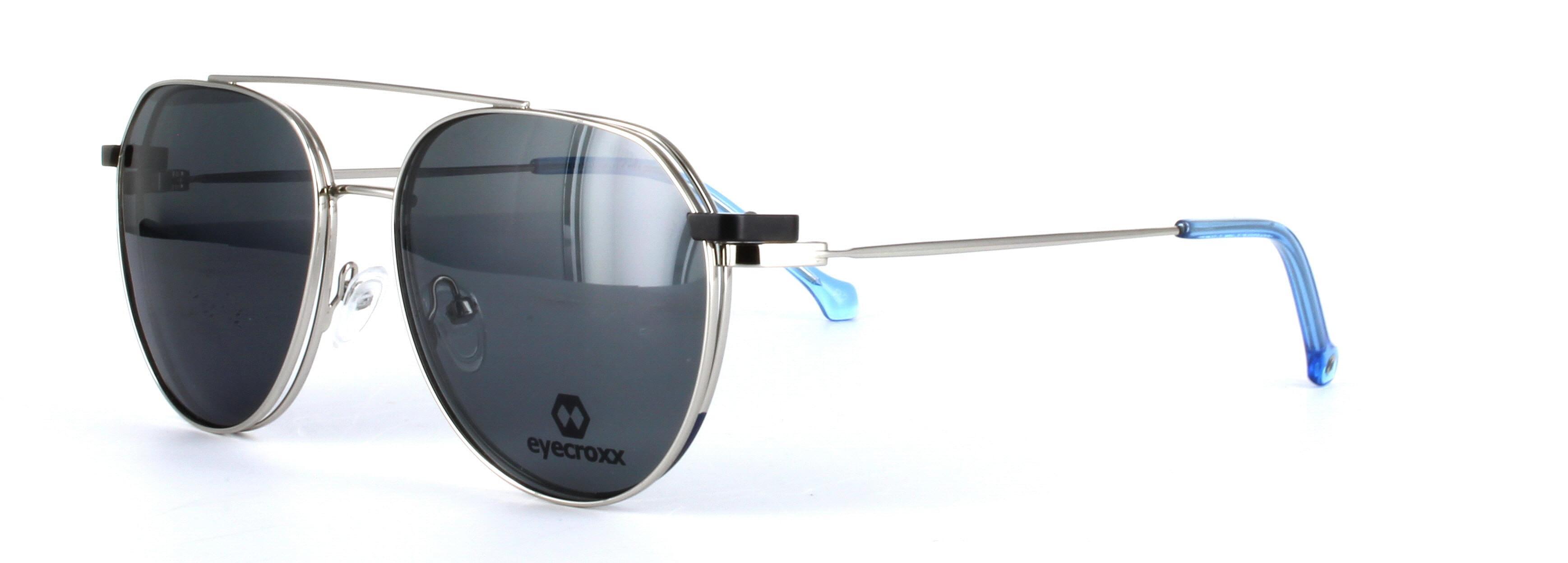 Eyecroxx 612-C3 Silver and Blue Full Rim Metal Glasses - Image View 2
