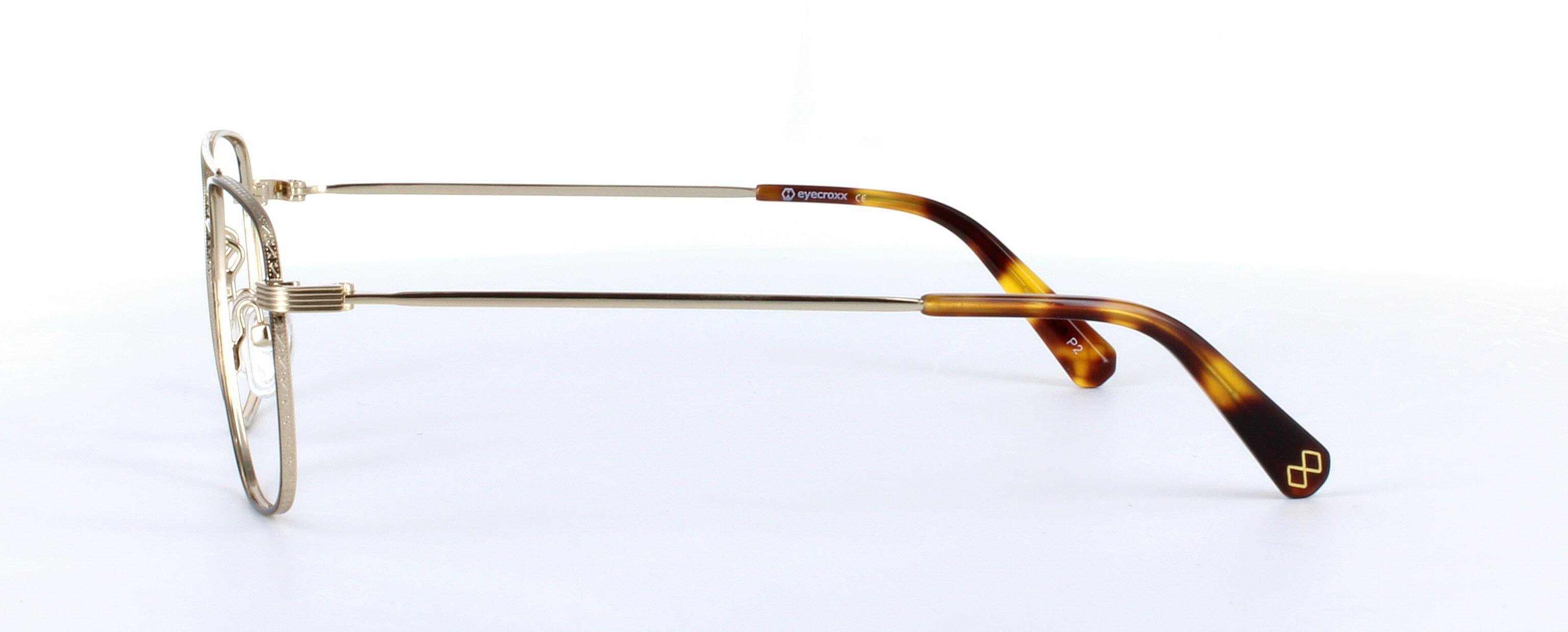 Eyecroxx 598 Black and Gold Full Rim Aviator Metal Glasses - Image View 2