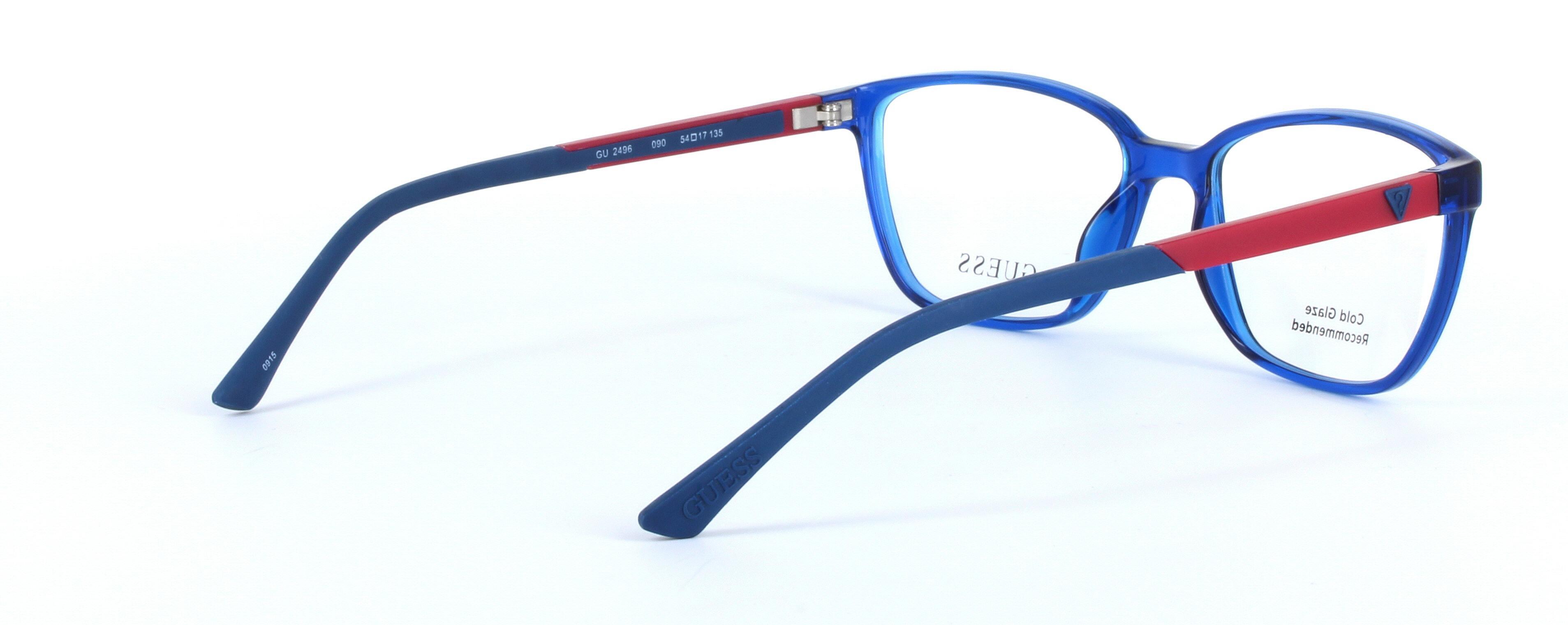 GUESS (GU2496-090) Blue Full Rim Oval Rectangular Acetate Glasses - Image View 4