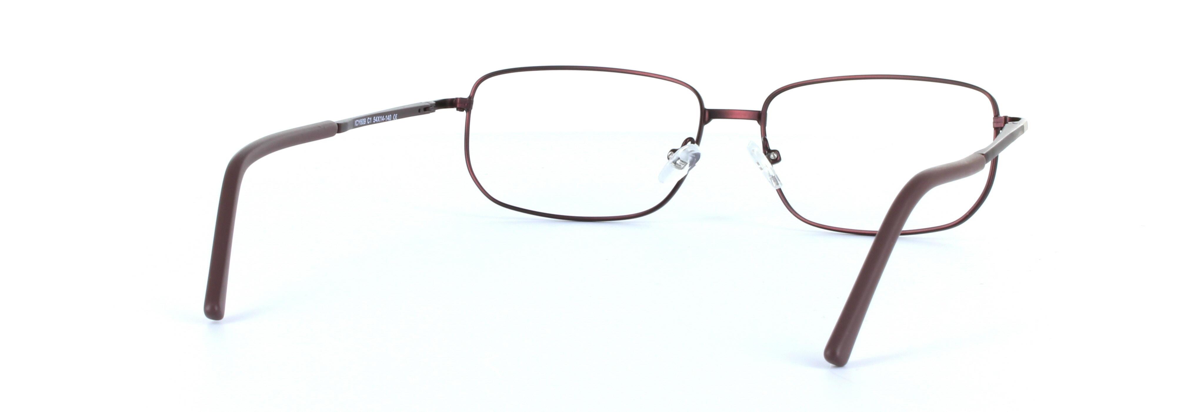 Alex Burgundy Full Rim Rectangular Metal Glasses - Image View 3