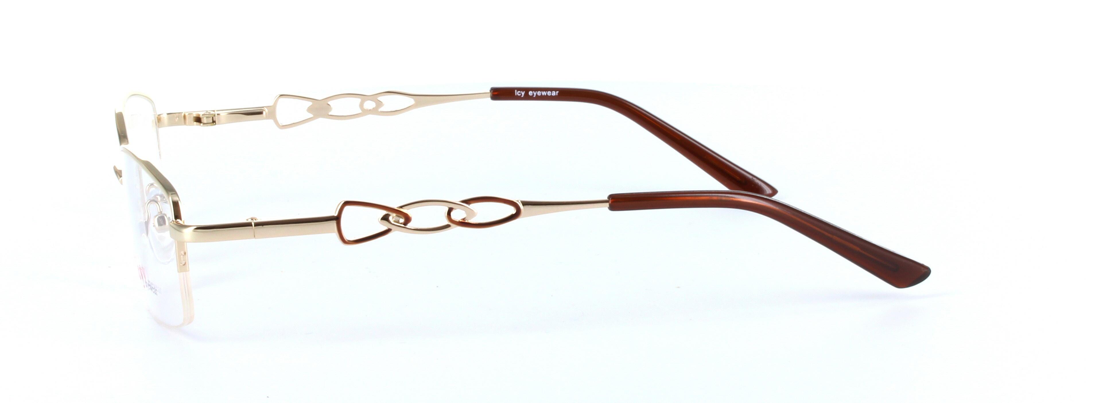 Maisie Gold Semi Rimless Oval Metal Glasses - Image View 2