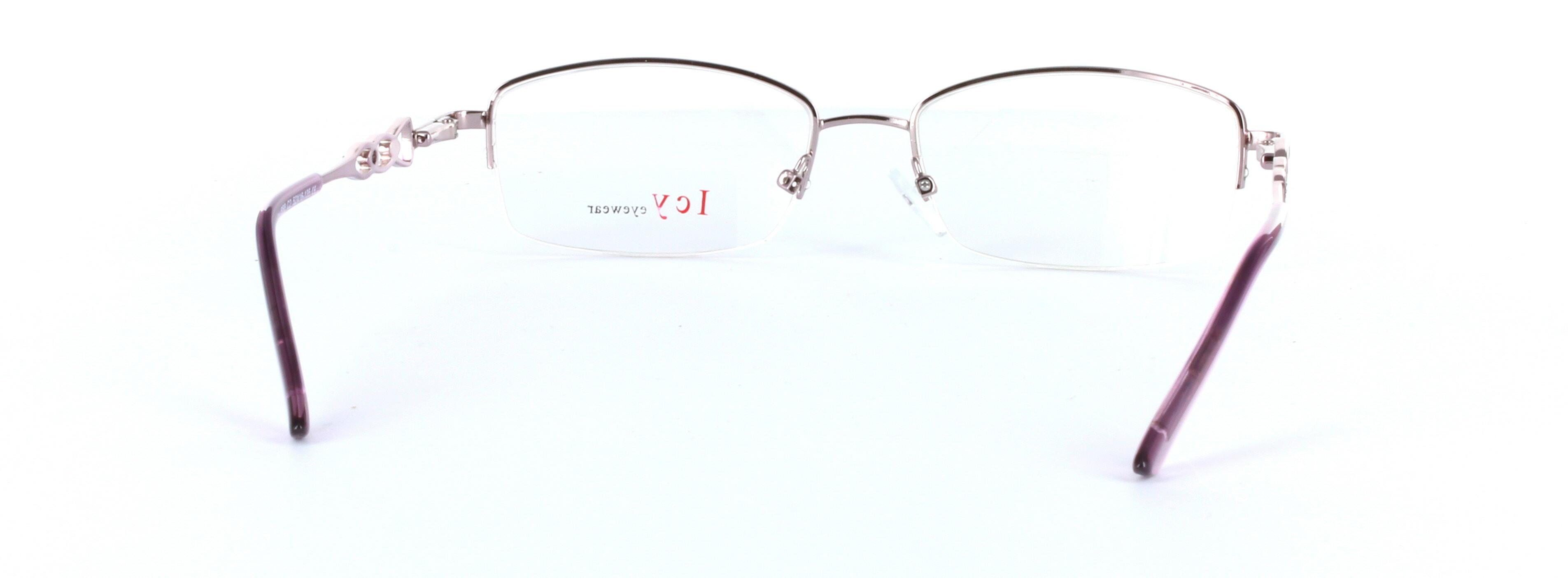 Maisie Lilac Semi Rimless Oval Metal Glasses - Image View 3