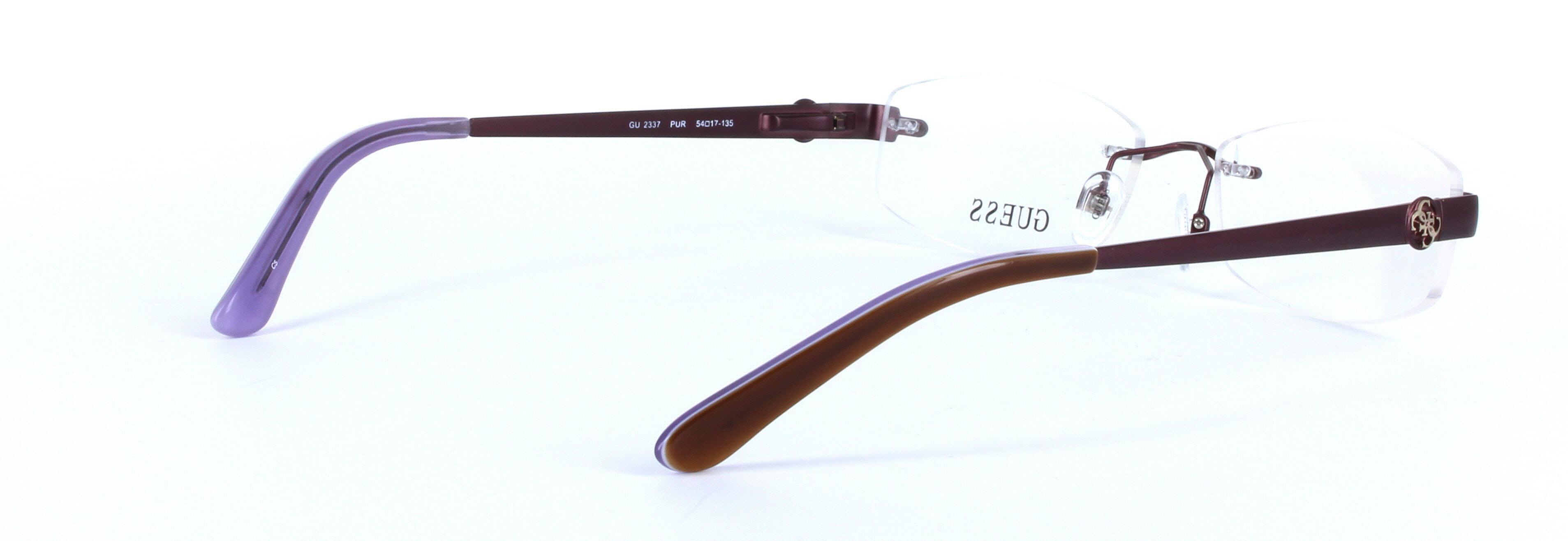 GUESS (GU2337-PUR) Purple Rimless Oval Rectangular Metal Glasses - Image View 4