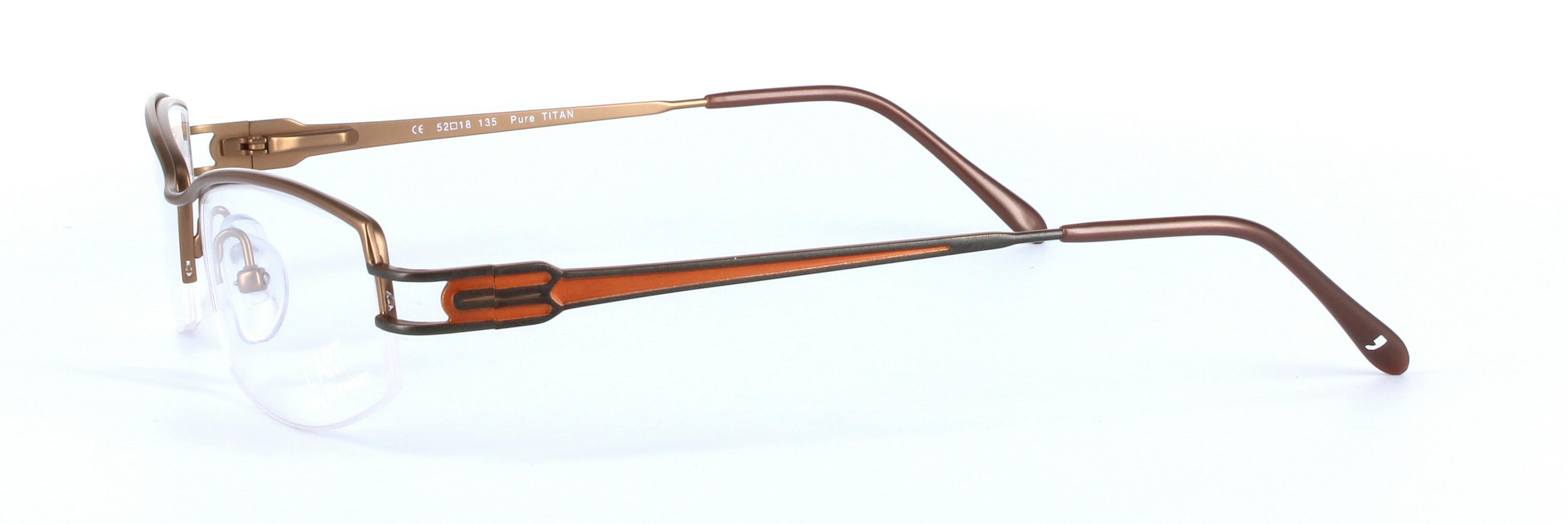 L'ART (1303-003) Brown Semi Rimless Rectangular Titanium Glasses - Image View 2