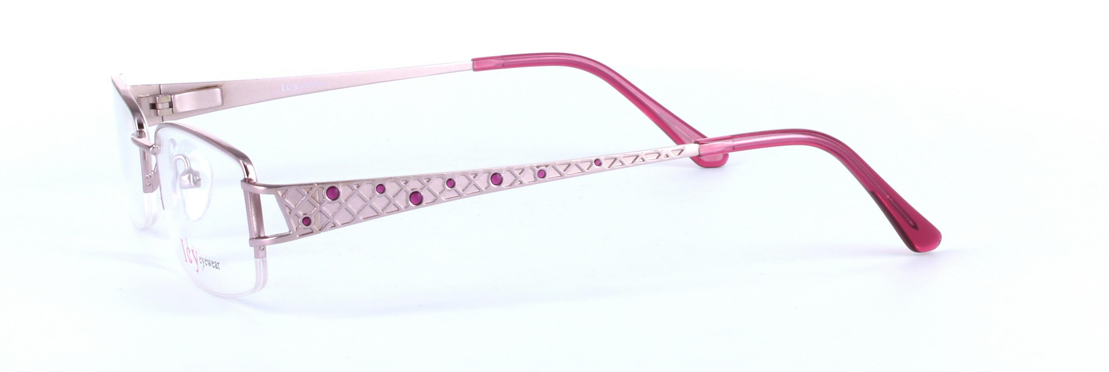 Keisha Lilac Semi Rimless Oval Rectangular Metal Glasses - Image View 2