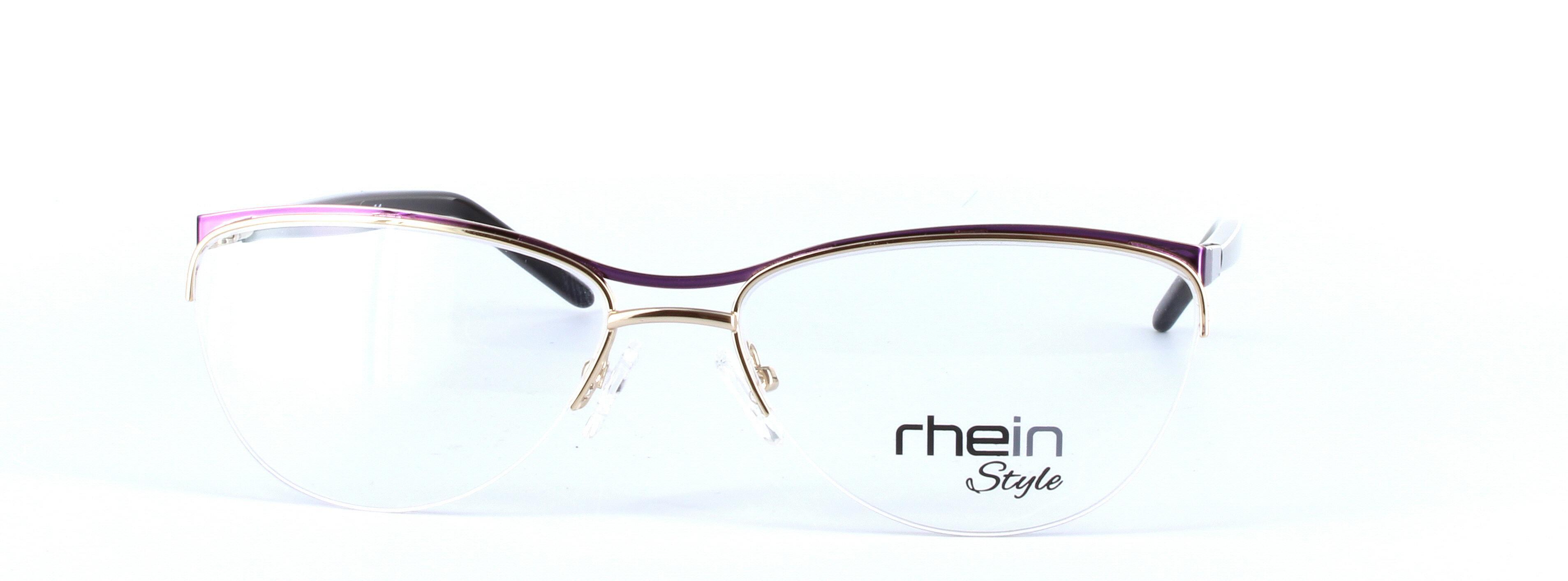 Agora Purple Semi Rimless Oval Metal Glasses - Image View 5