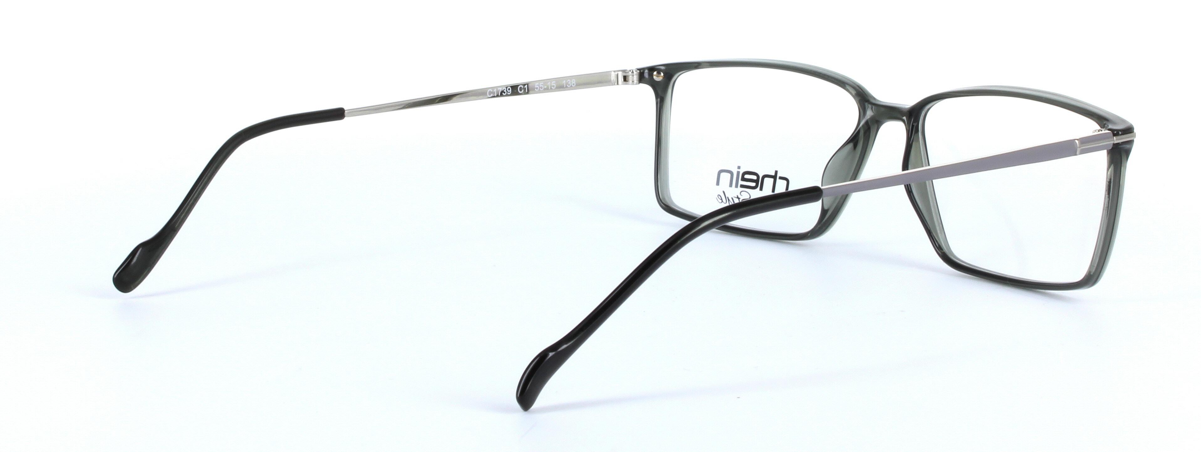 Omega Grey Full Rim Rectangular Square Plastic Glasses - Image View 4