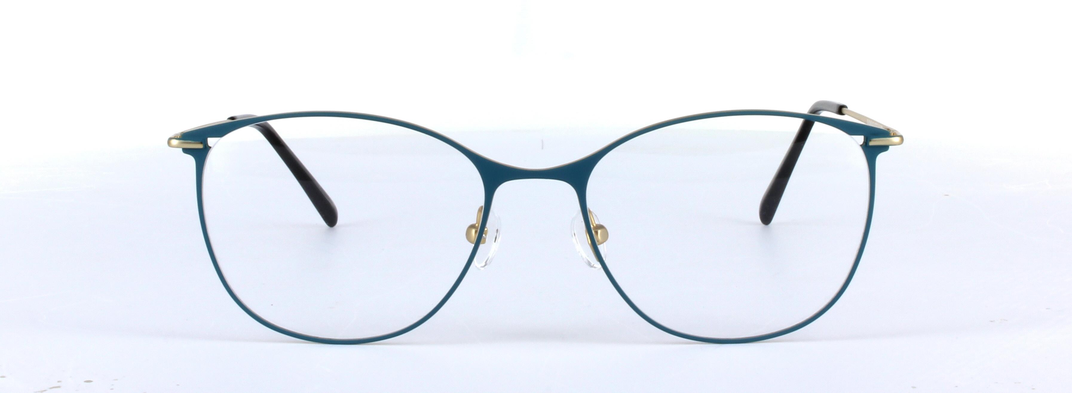Monroe Turquoise Full Rim Oval Round Metal Glasses - Image View 5