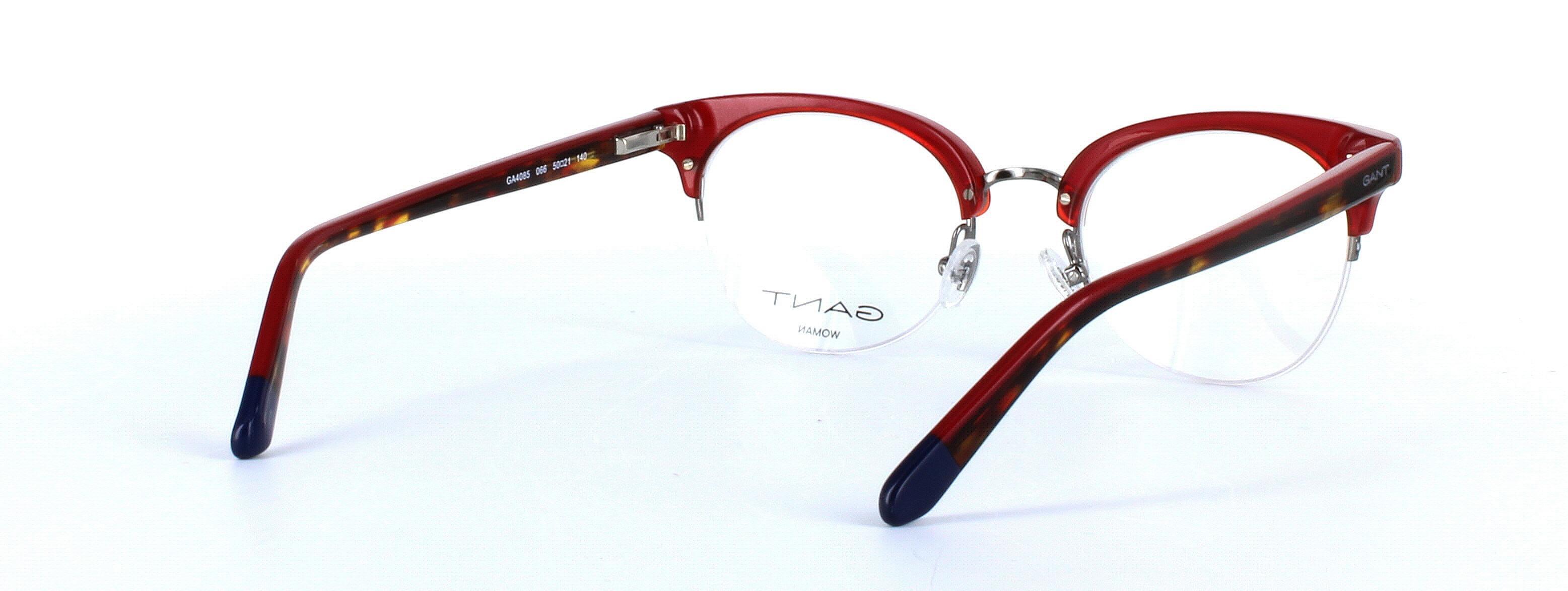 GANT (4085-066) Red Semi Rimless Round Acetate Glasses - Image View 4
