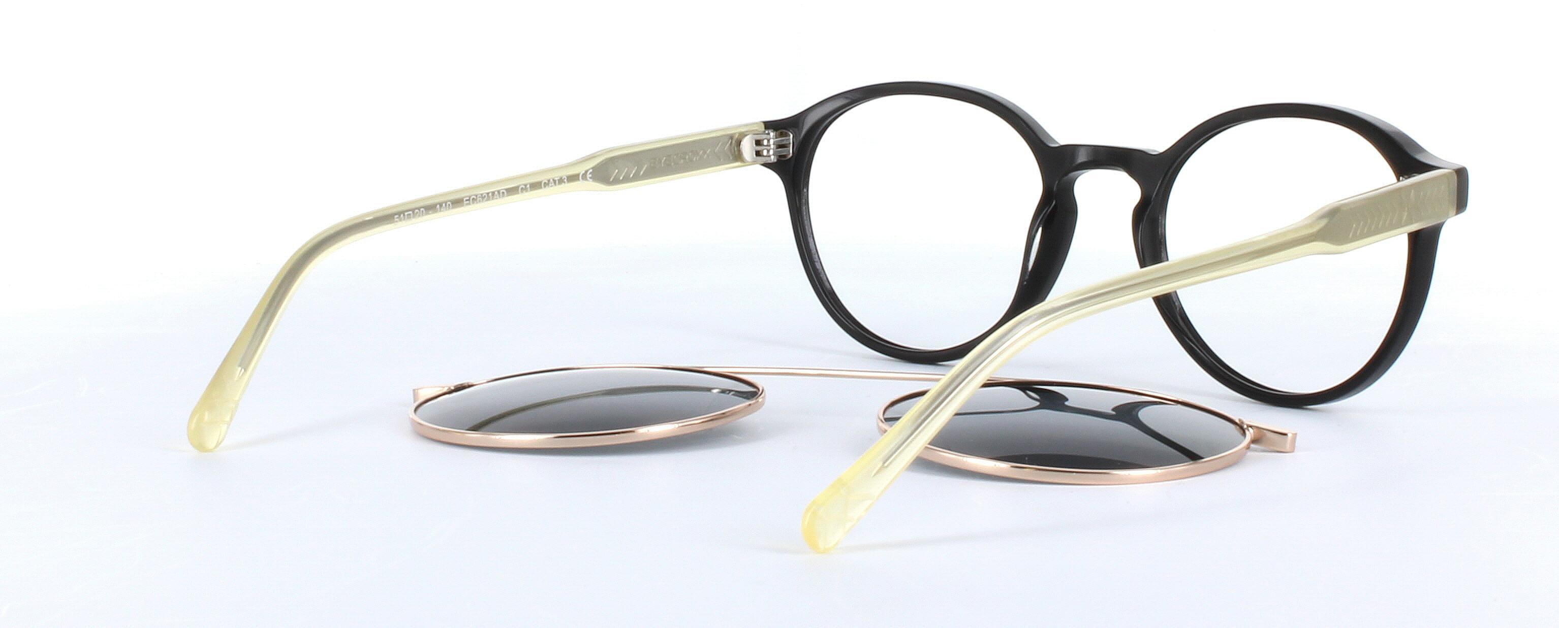 Eyecroxx 621-C1 Black Full Rim Round Acetate Glasses - Image View 4