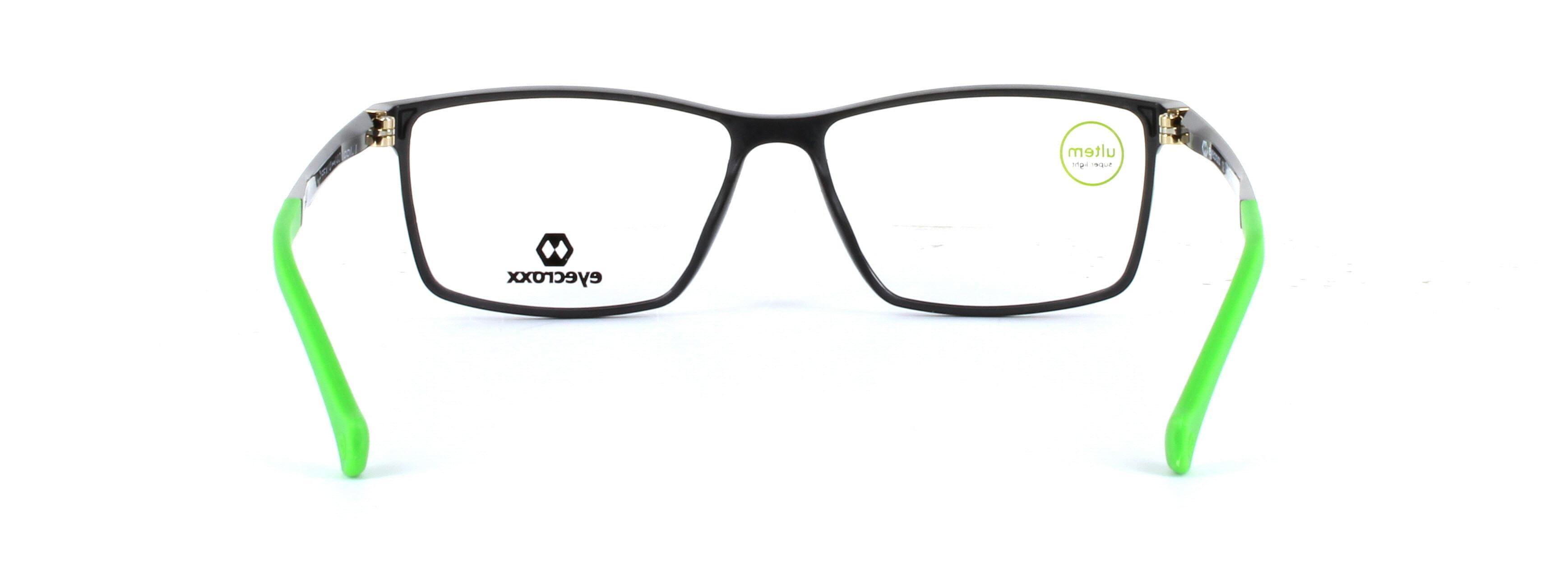 Eyecroxx 587 Black and Green Full Rim Rectangular Plastic Glasses - Image View 3