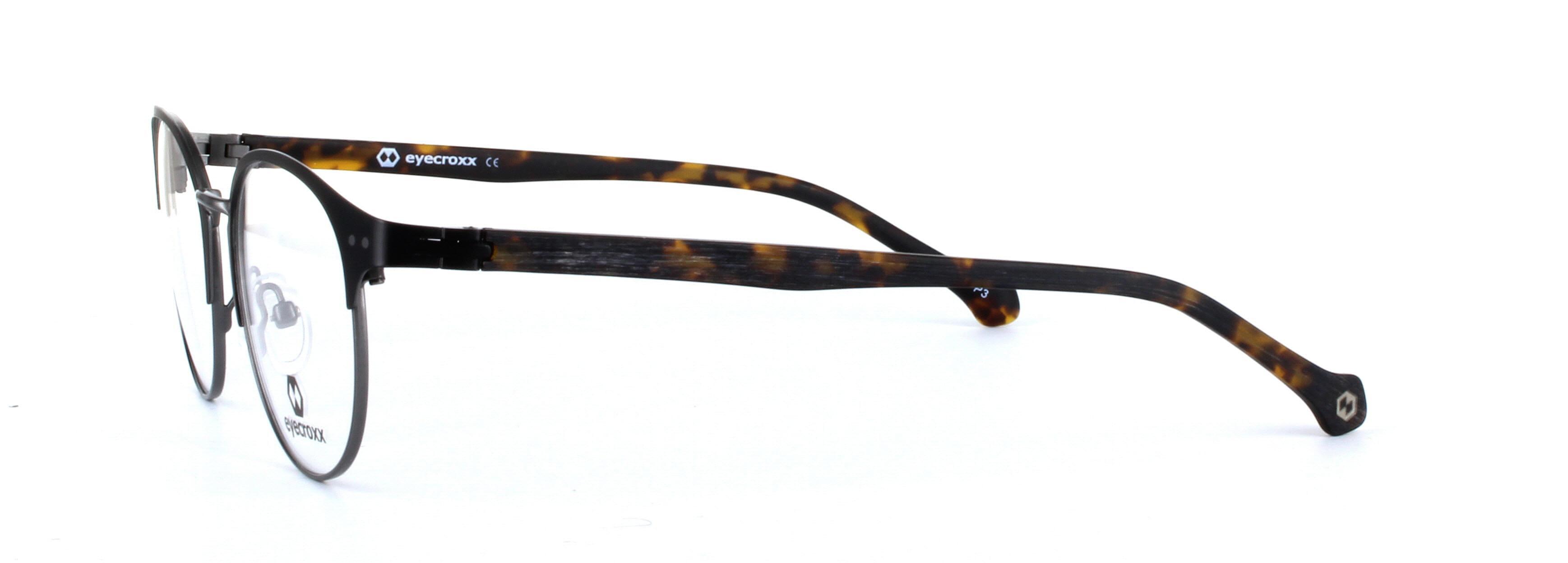 Eyecroxx 543-C4 Black Full Rim Round Metal Glasses - Image View 2