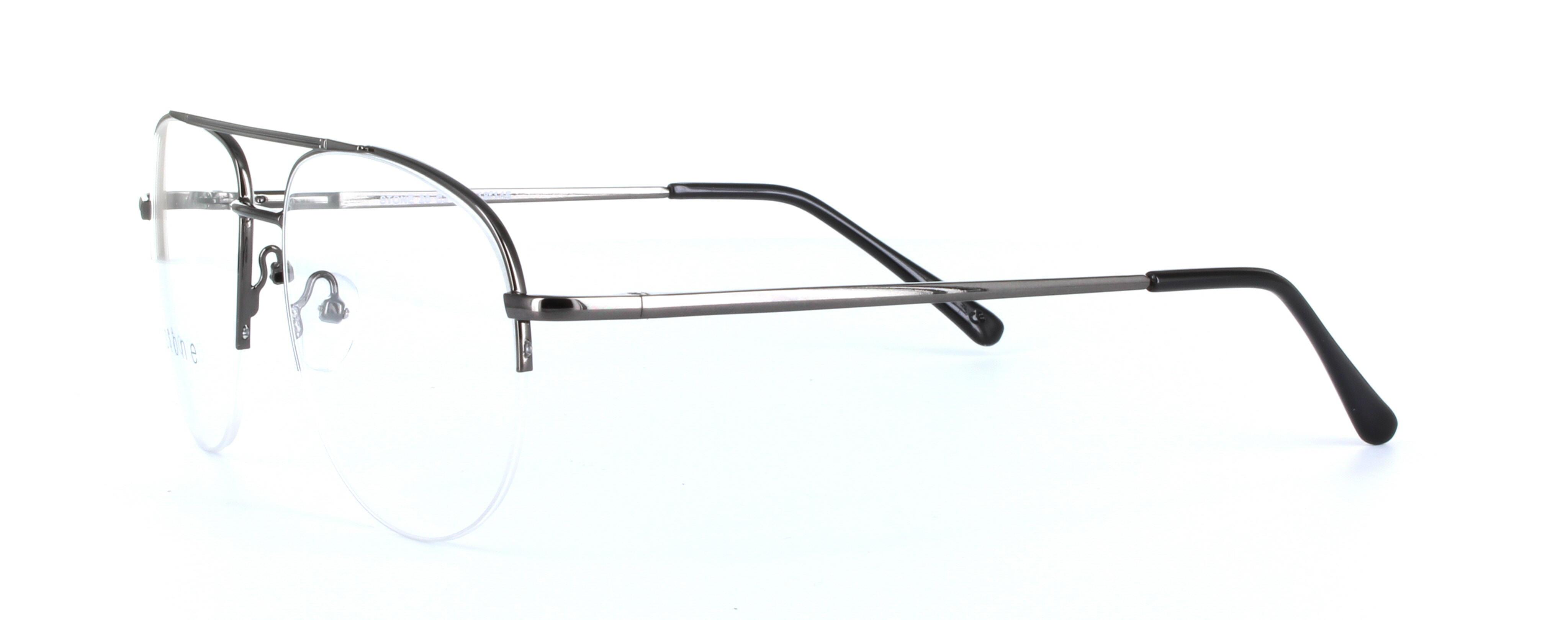 Jamie Gunmetal Semi Rimless Round Metal Glasses - Image View 2
