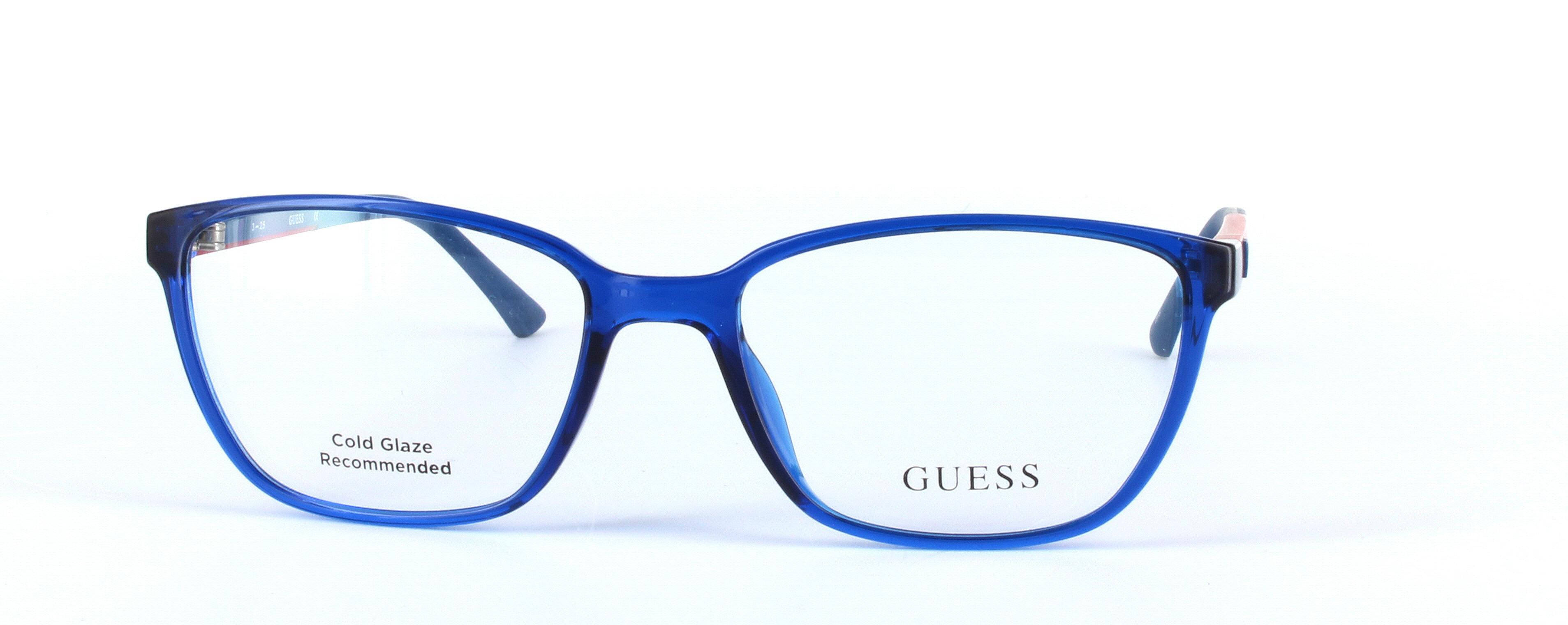 GUESS (GU2496-090) Blue Full Rim Oval Rectangular Acetate Glasses - Image View 5