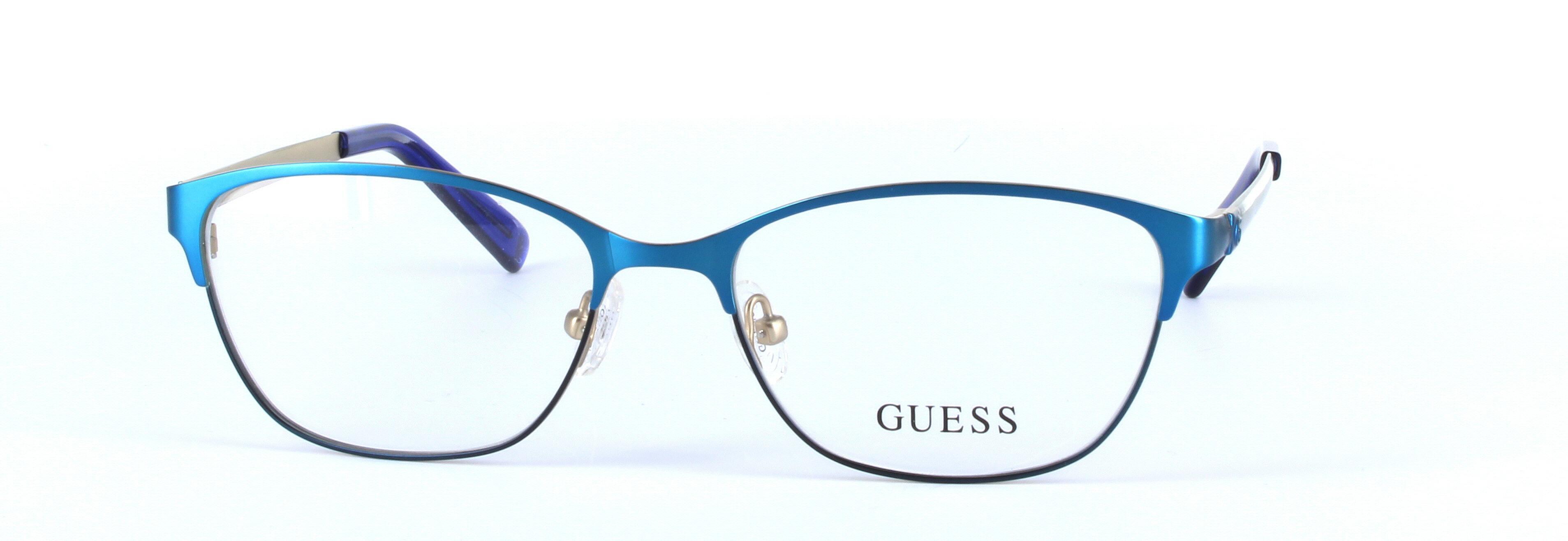 GUESS (GU2499-091) Blue Full Rim Oval Metal Glasses - Image View 5
