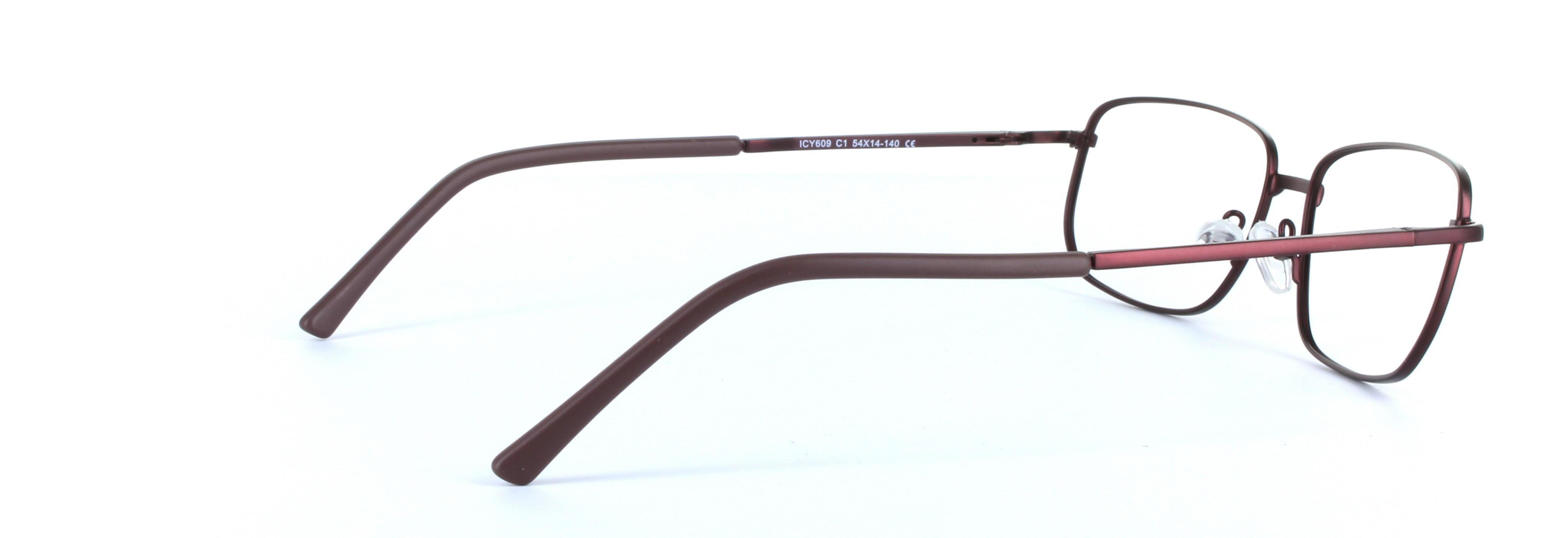 Alex Burgundy Full Rim Rectangular Metal Glasses - Image View 4