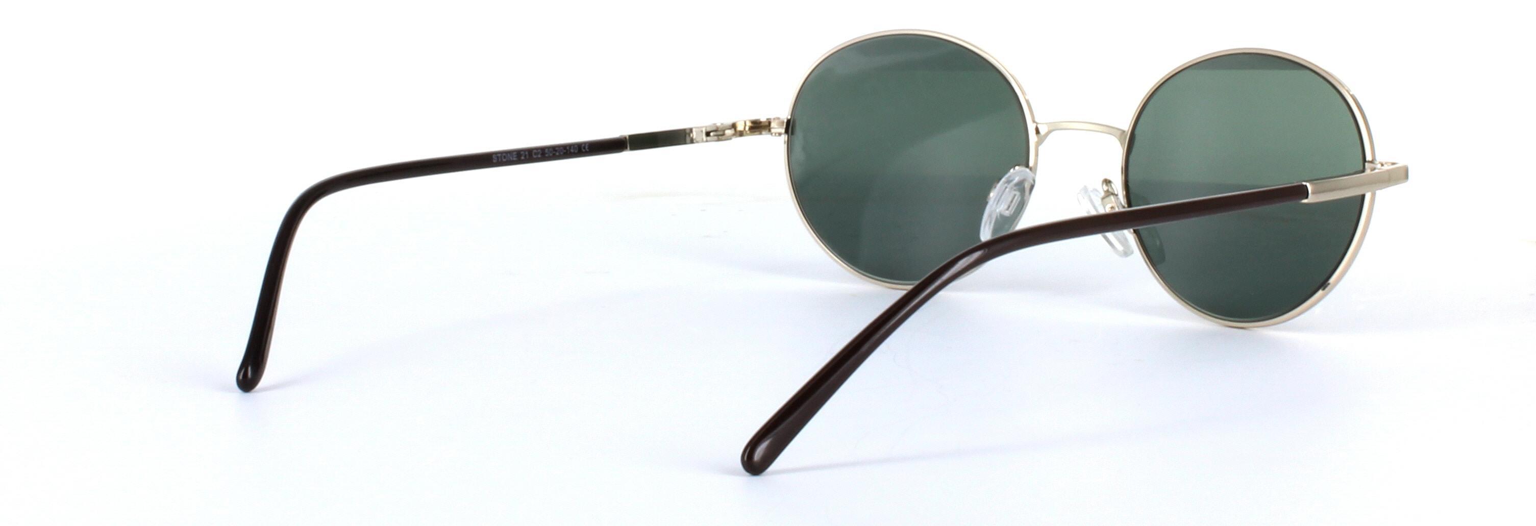 Discus Gold Full Rim Round Metal Sunglasses - Image View 4