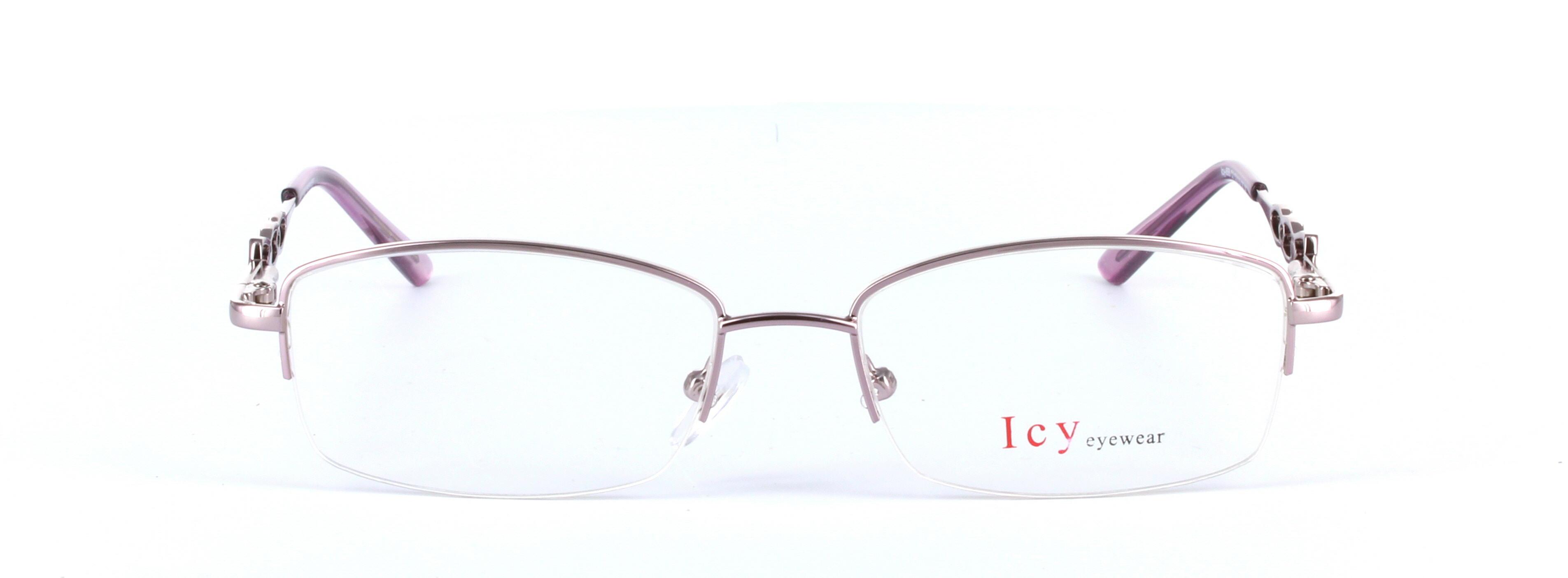 Maisie Lilac Semi Rimless Oval Metal Glasses - Image View 5