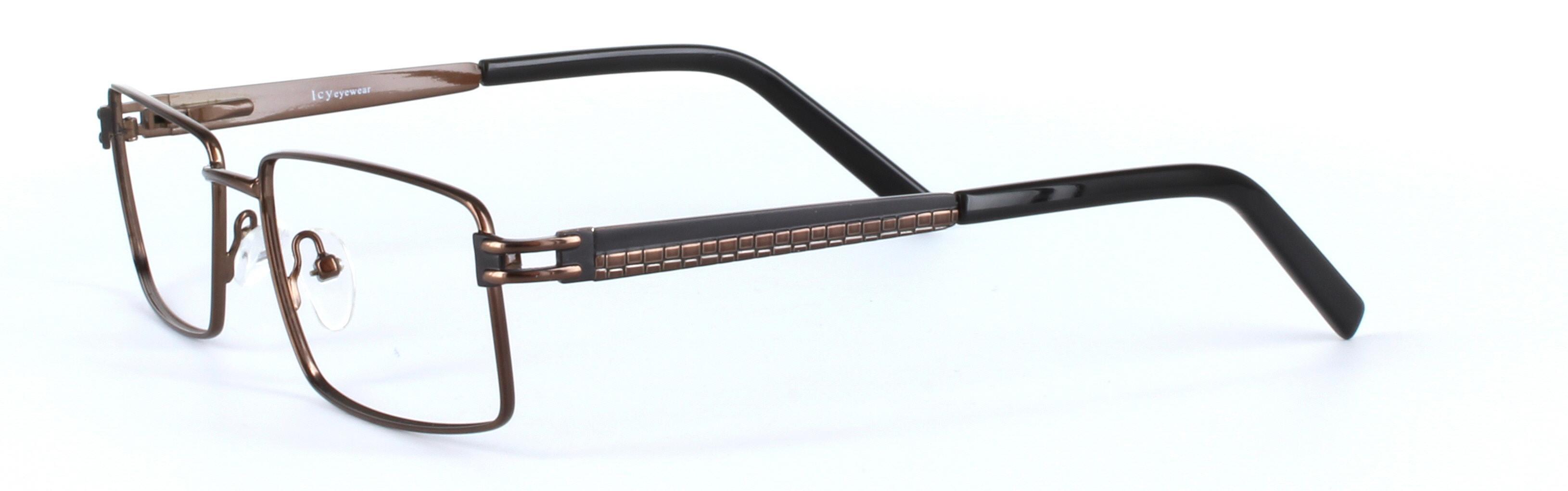 Brown Full Rim Rectangular Metal Glasses Varna - Image View 2