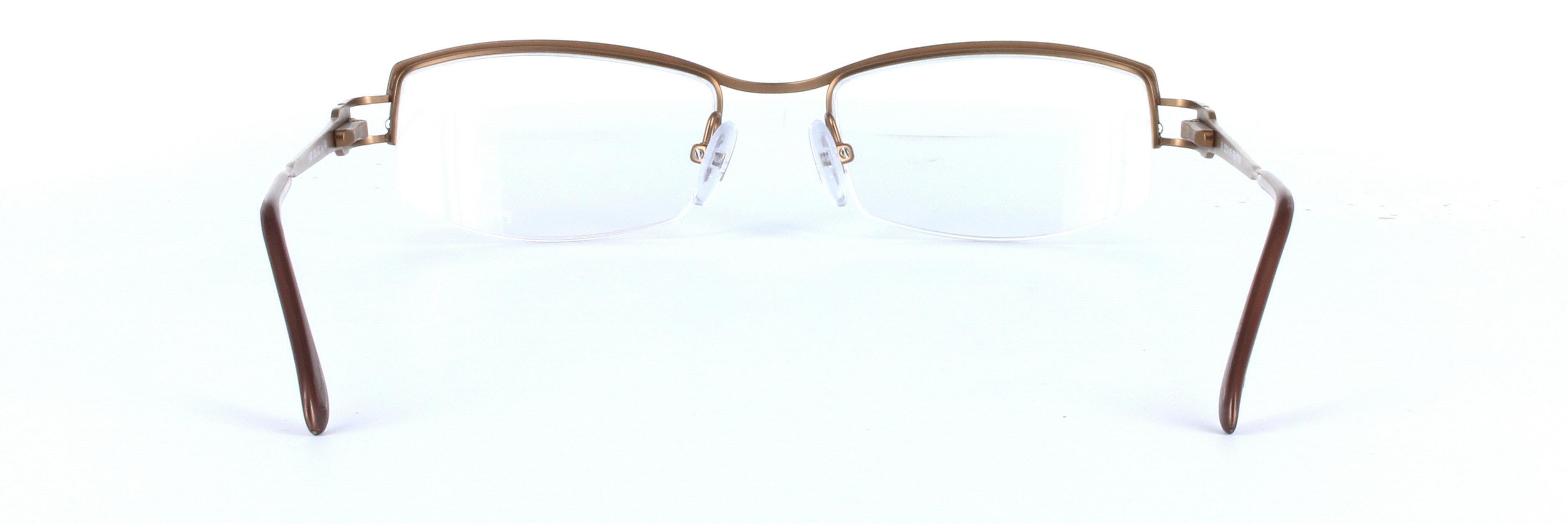 L'ART (1303-003) Brown Semi Rimless Rectangular Titanium Glasses - Image View 3